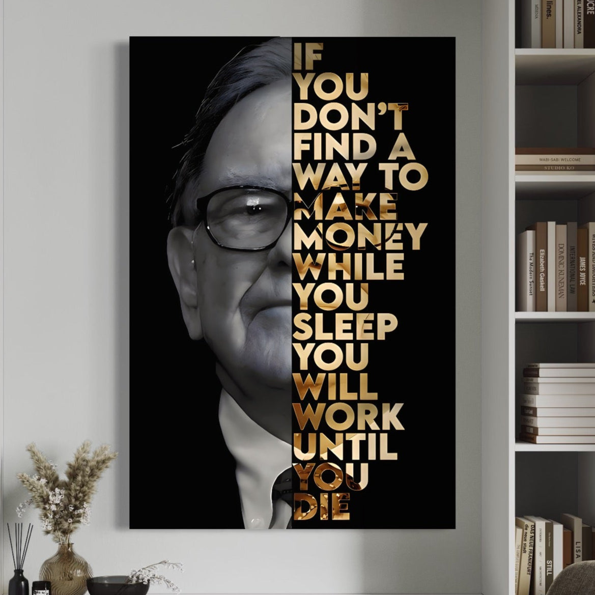 Tablou Canvas Premium LuxCanva® A1187, Warren Buffett , Om De Afacefri, Motivational, Birou, Investitor, Culori Vibrante