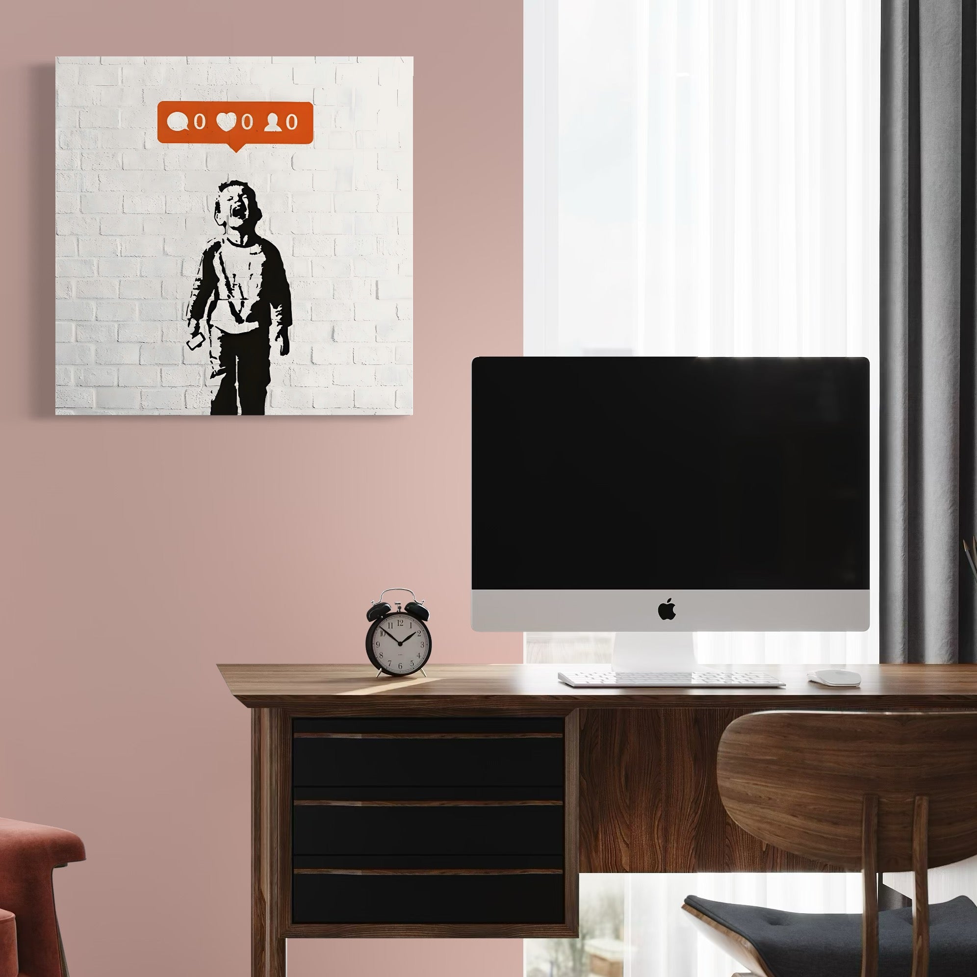 Tablou Canvas Premium LuxCanva® C1110, Social Media Addiction , Copil, Zambet, Game Room, Bar, Relaxare, Culori Vibrante