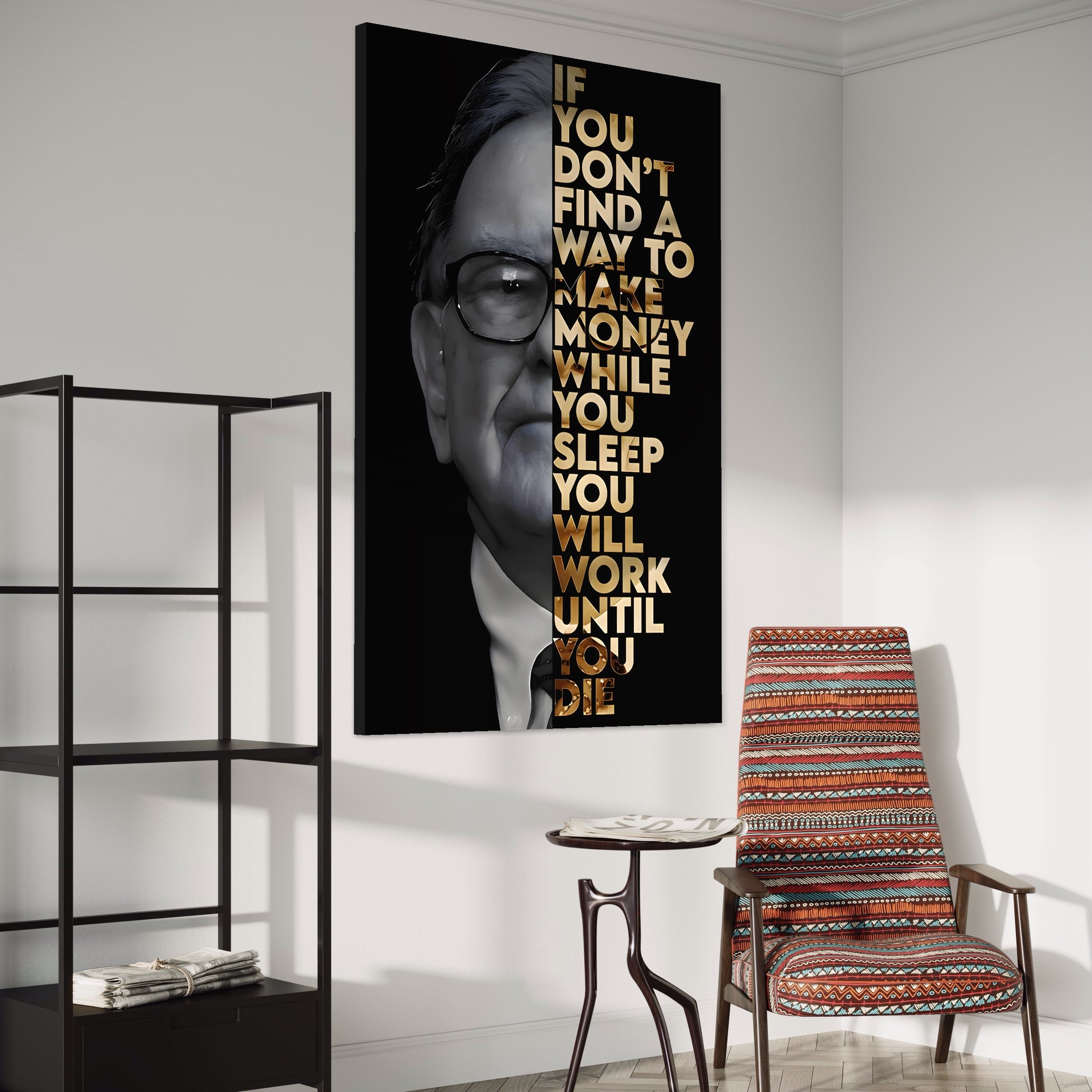 Tablou Canvas Premium LuxCanva® A1187, Warren Buffett , Om De Afacefri, Motivational, Birou, Investitor, Culori Vibrante