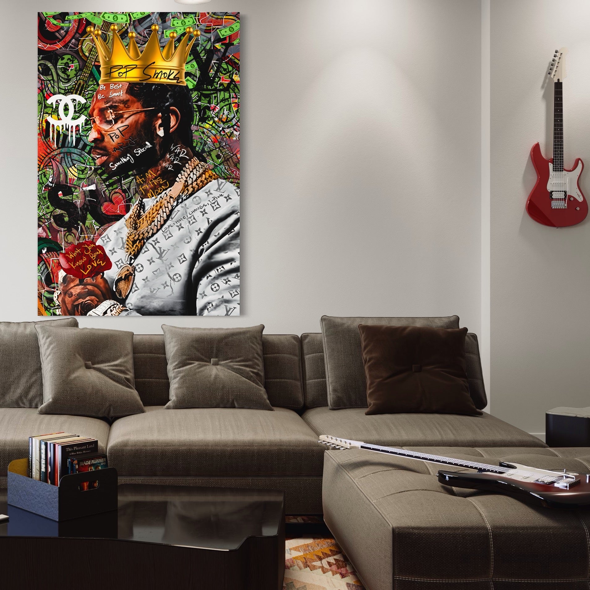 Tablou Canvas Premium LuxCanva® A1180, Travis Scott ,  Jacques Berman Webster, Studio, Rapper, Cantaret, Culori Vibrante