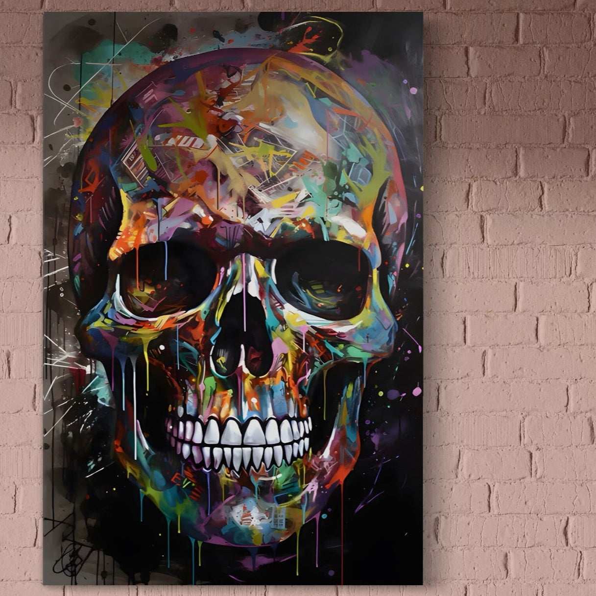 Tablou Canvas Premium LuxCanva® C1116, Skull Full Of Colours , Culori, Skull, Funny, Game Room, Bar, Relaxare, Culori Vibrante