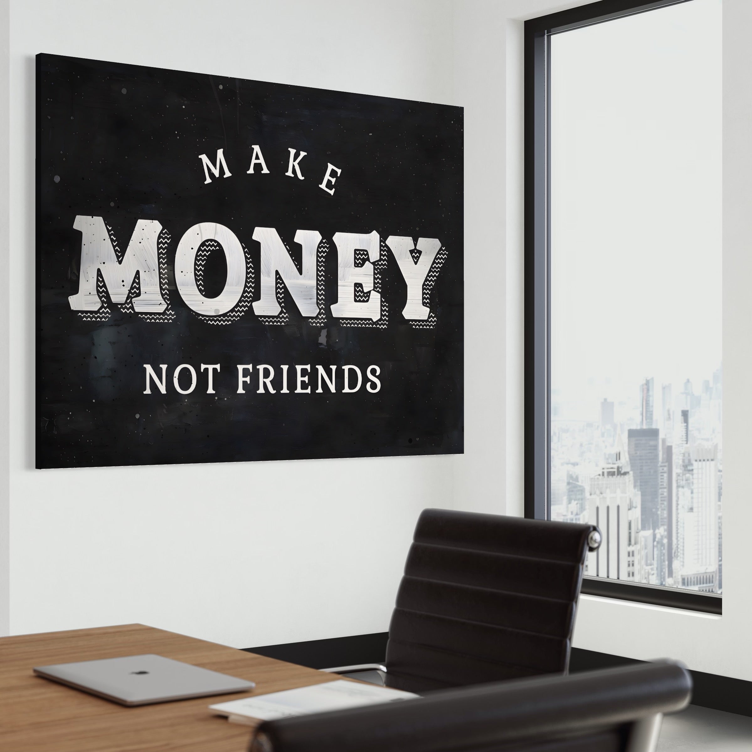 Tablou Canvas Premium LuxCanva® A1171, Make Money Not Friends ,  Motivational, Living, Dormitor, Bani, Culori Vibrante