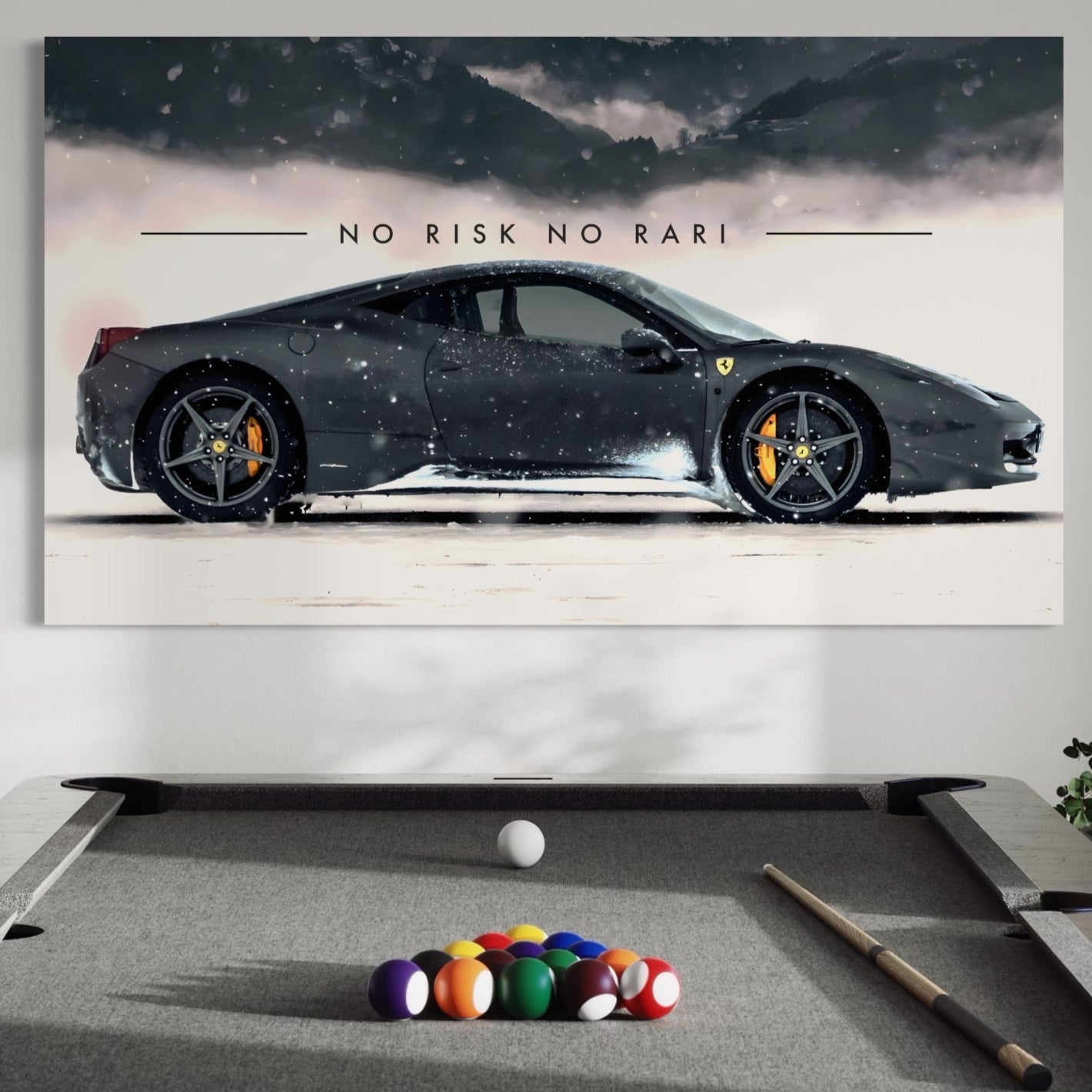 Tablou Canvas Premium LuxCanva® A1170, No Risk No Rari , Motivational, Living, Masina, Ferrari, Dormitor, Culori Vibrante
