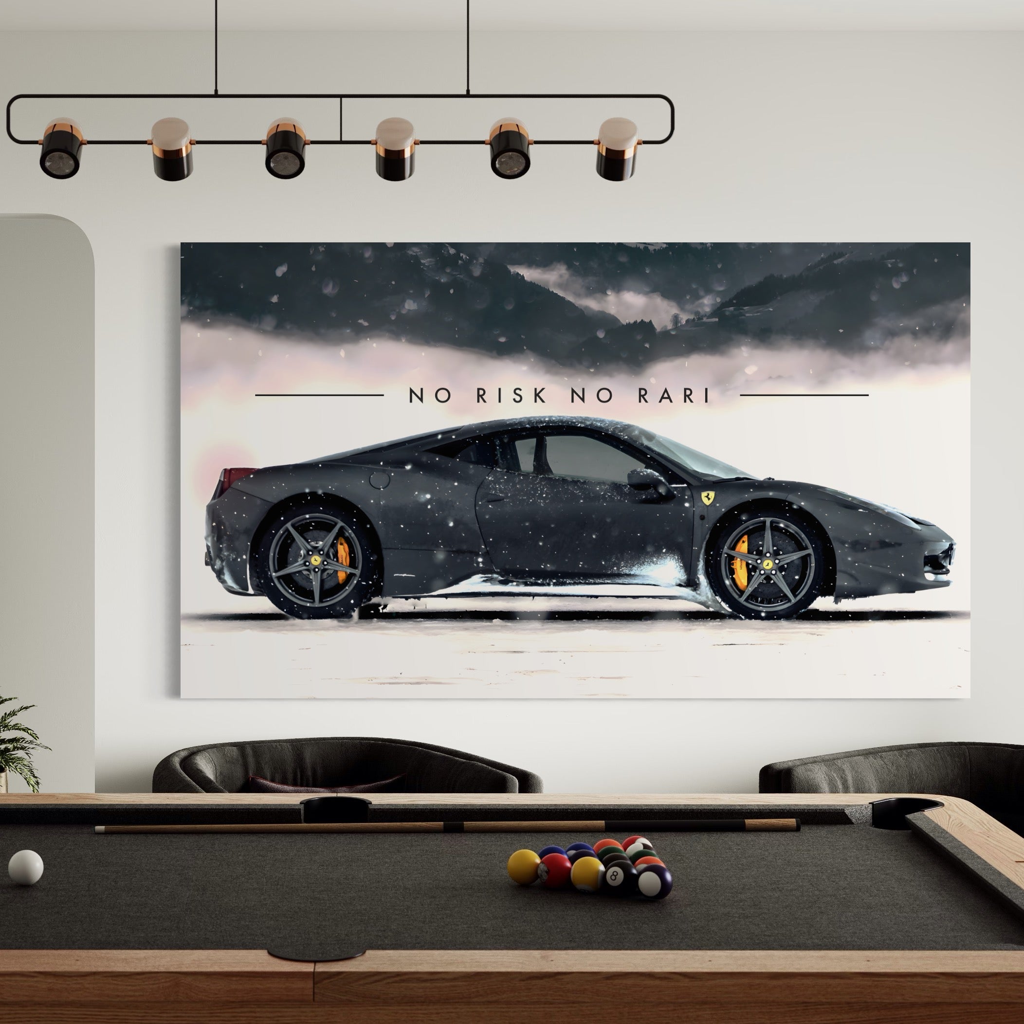 Tablou Canvas Premium LuxCanva® A1170, No Risk No Rari , Motivational, Living, Masina, Ferrari, Dormitor, Culori Vibrante