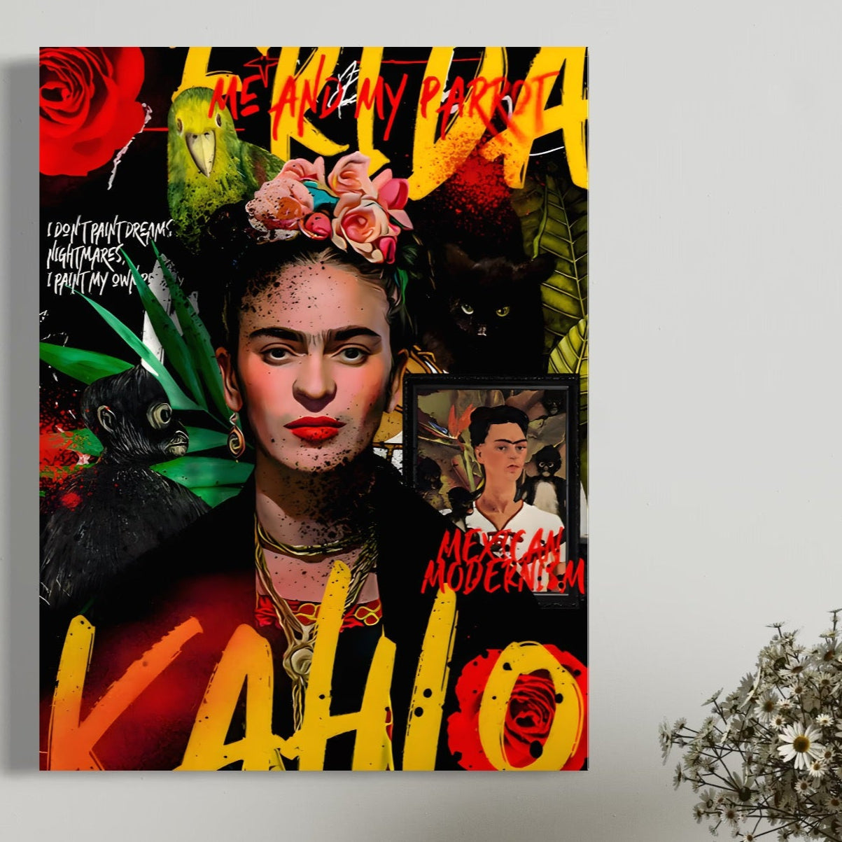 Tablou Canvas Premium LuxCanva® C1130, Frida Kahlo The Artist , Culori, Painter, Women, Pop Art, Living Room, Dining Room, Relaxare, Culori Vibrante