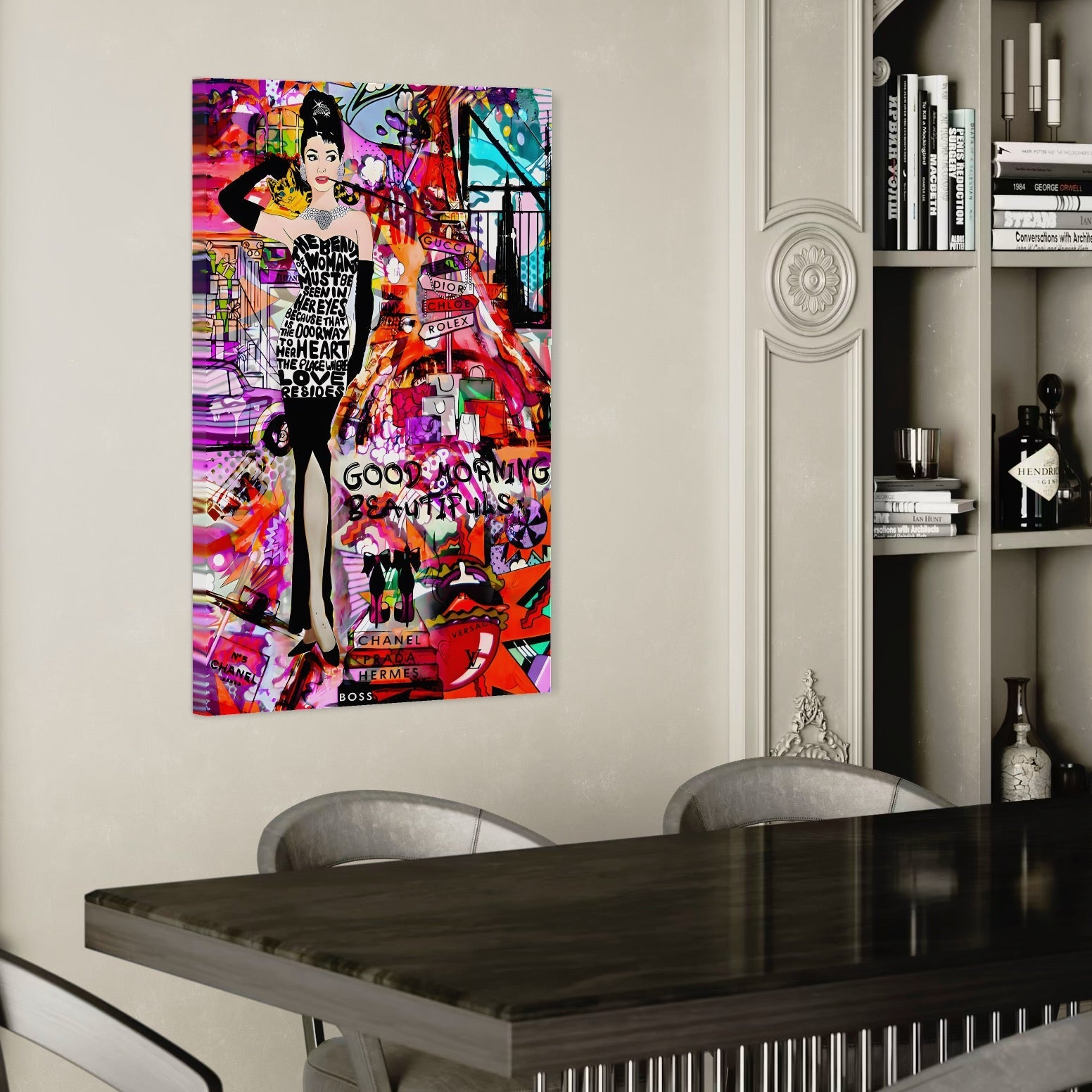 Tablou Canvas Premium LuxCanva® C1133, All About Brands , Culori, Pop Art Painting, Girl, Brands, Living Room, Bar, Relaxare, Culori Vibrante