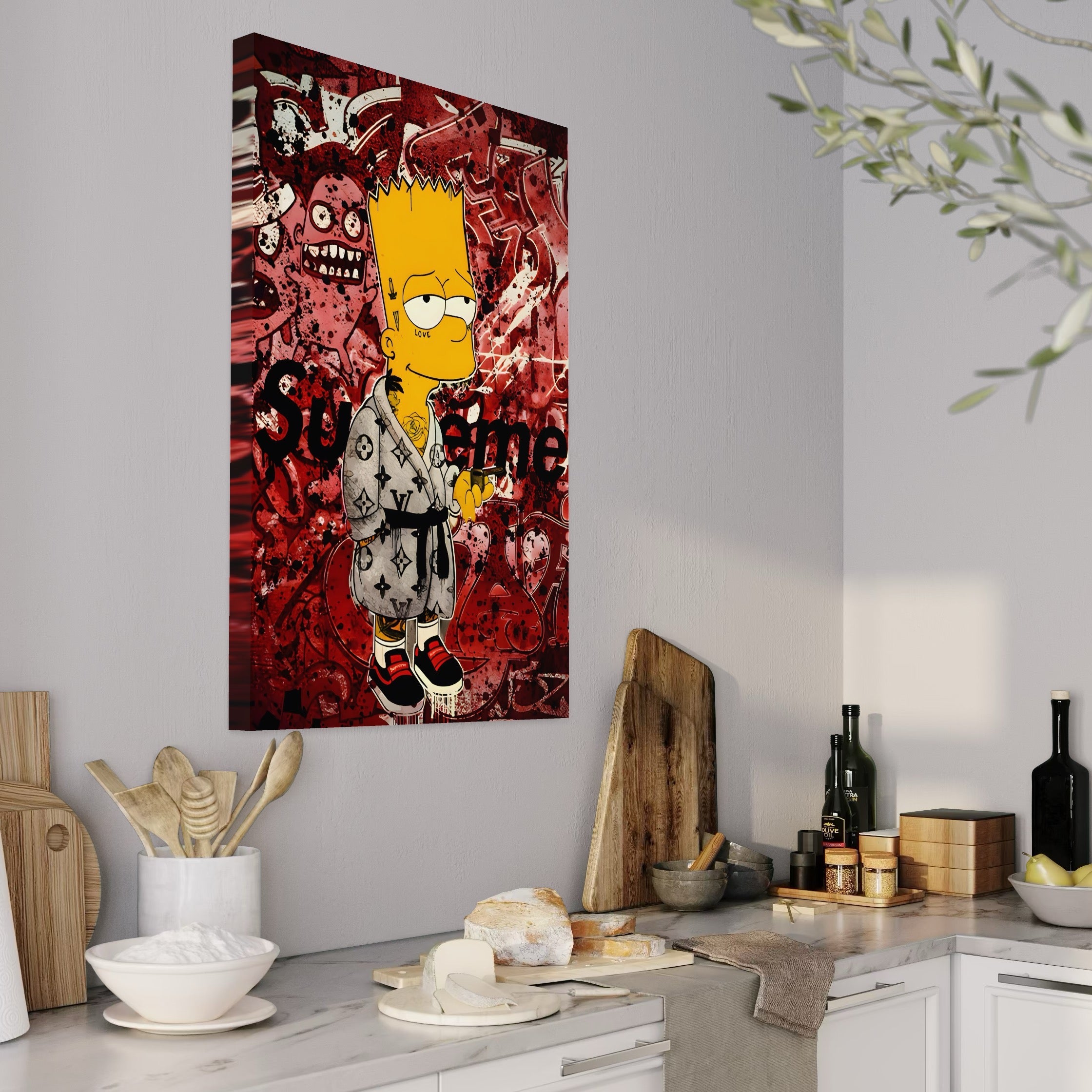 Tablou Canvas Premium LuxCanva® C1138, Smoking Bart , Culori, Cartoons, Simpson, Brands, Living Room, Game Room, Relaxare, Culori Vibrante