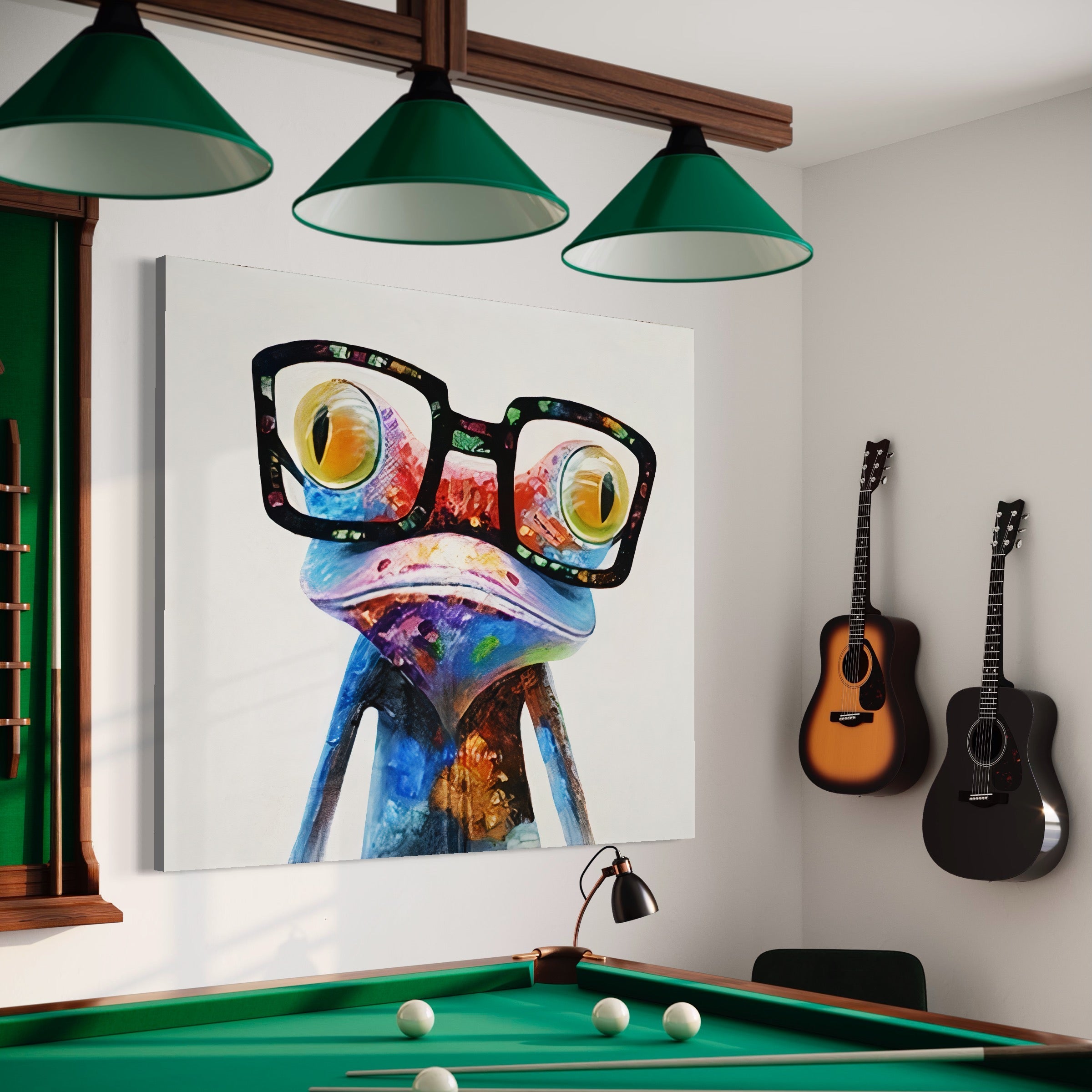 Tablou Canvas Premium LuxCanva® A1168, Crazy Frog , Decorativ, Living, Broasca, Ochelari, Culori Vibrante