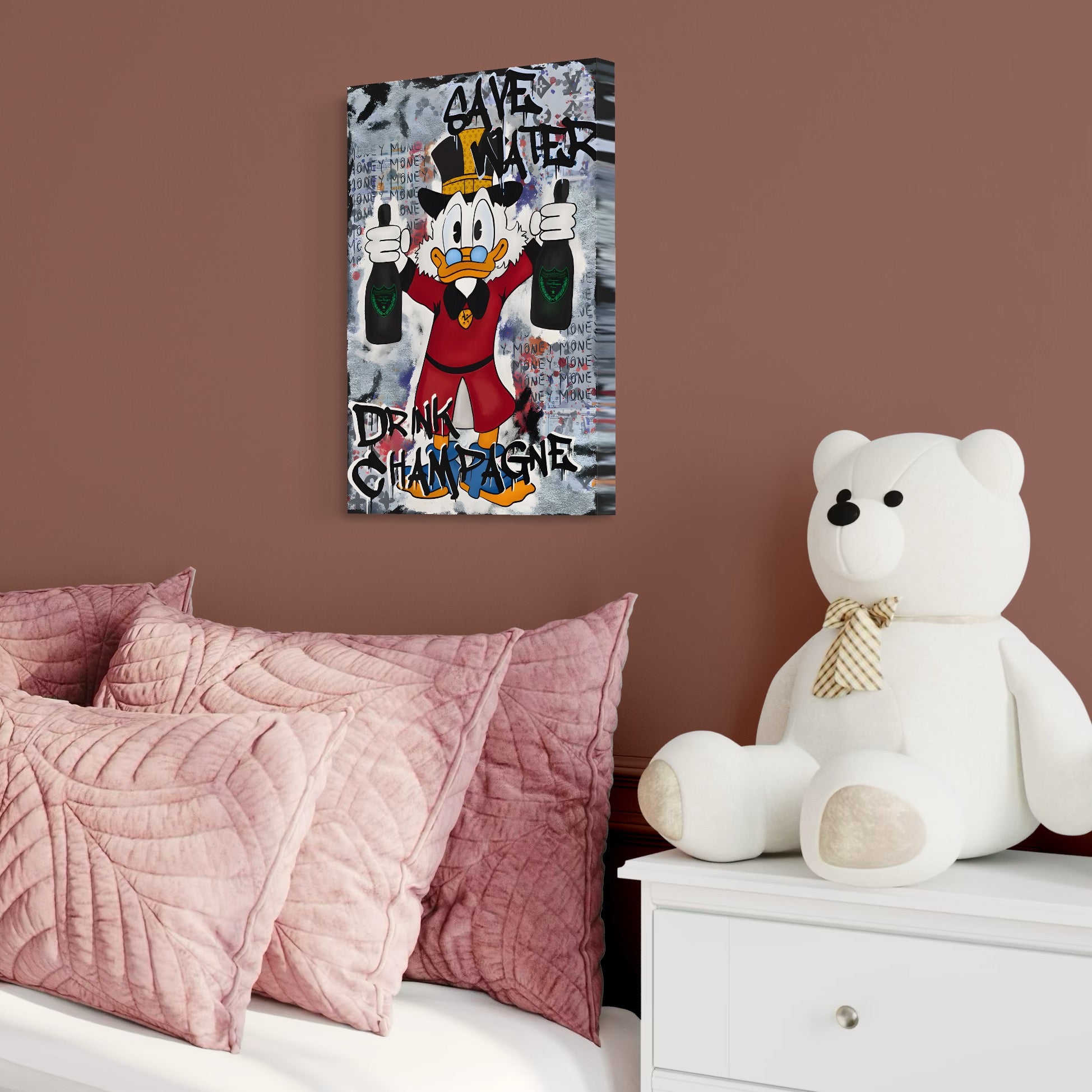 Tablou Canvas Premium, LuxCanva® C1140, Old Donald Ready To Party, Culori, Cartoon Character, Champagne, Good Life, Living Room, Bar, Relaxare, Culori Vibrante