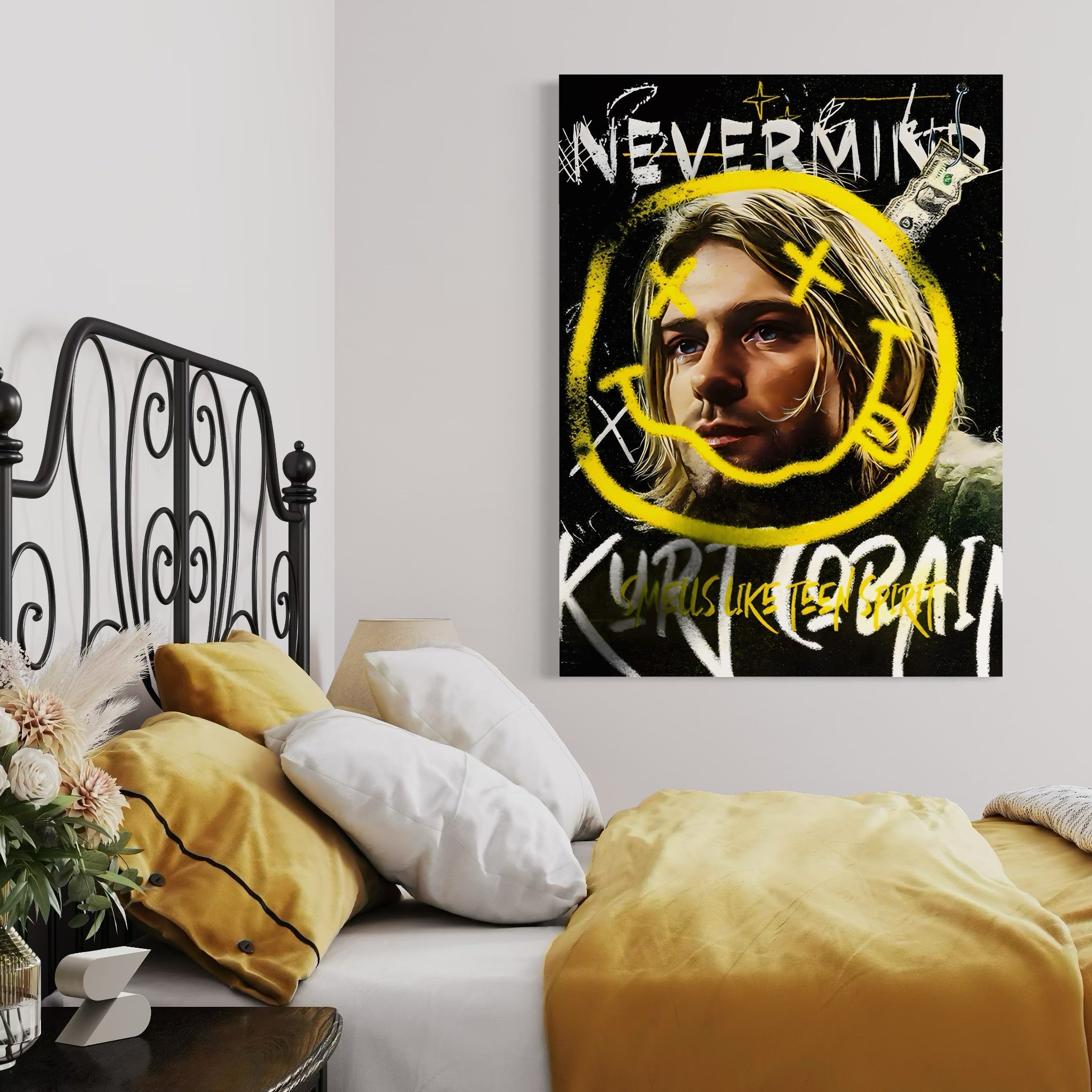 Tablou Canvas Premium LuxCanva® C1142, Kurt Kobain , Culori, Artist, Icon, Musician, Living Room, Bar, Relaxare, Culori Vibrante