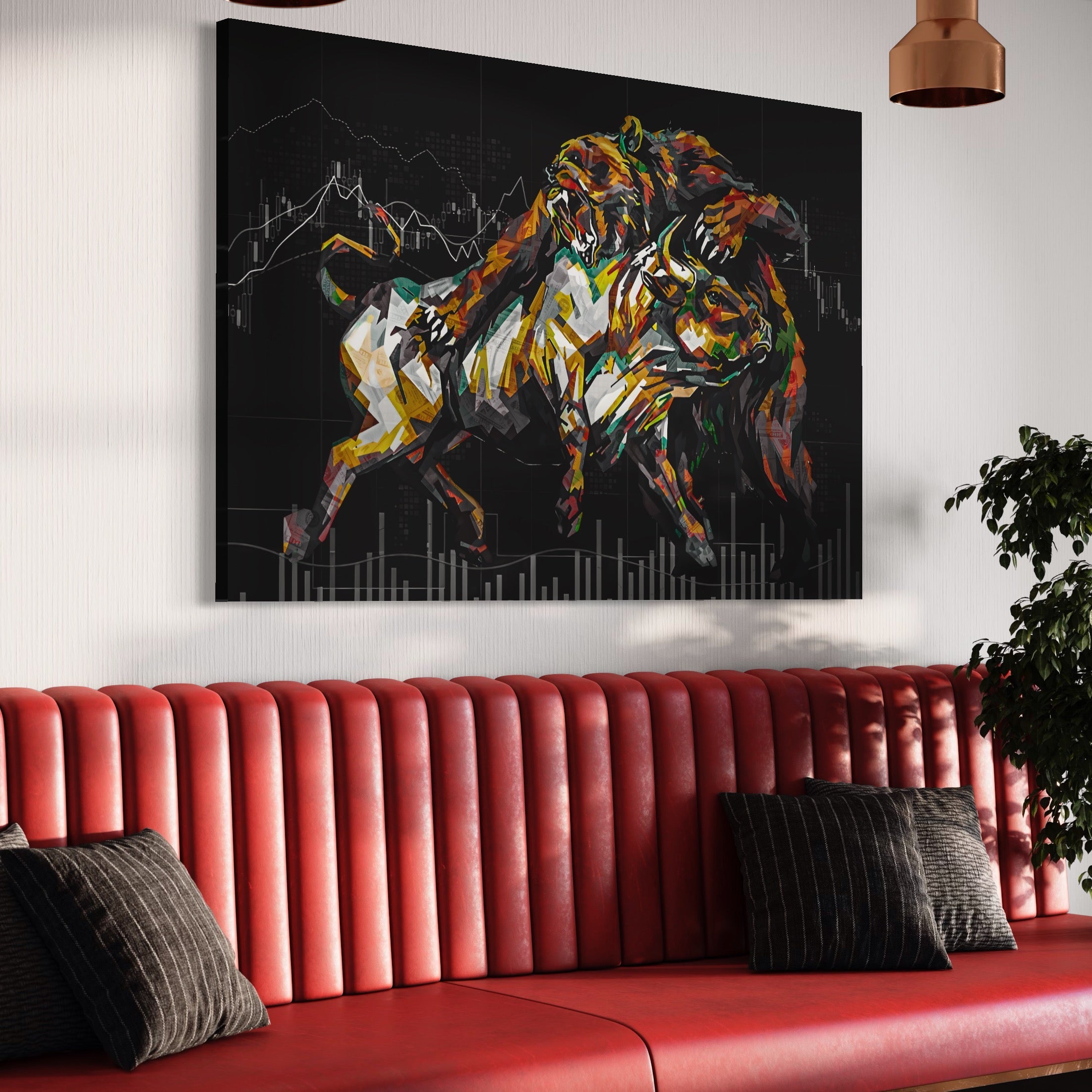 Tablou Canvas Premium LuxCanva® A1161, Stock Market ,  Bull Market, Bear Market, Financiar, Motivational, Culori Vibrante