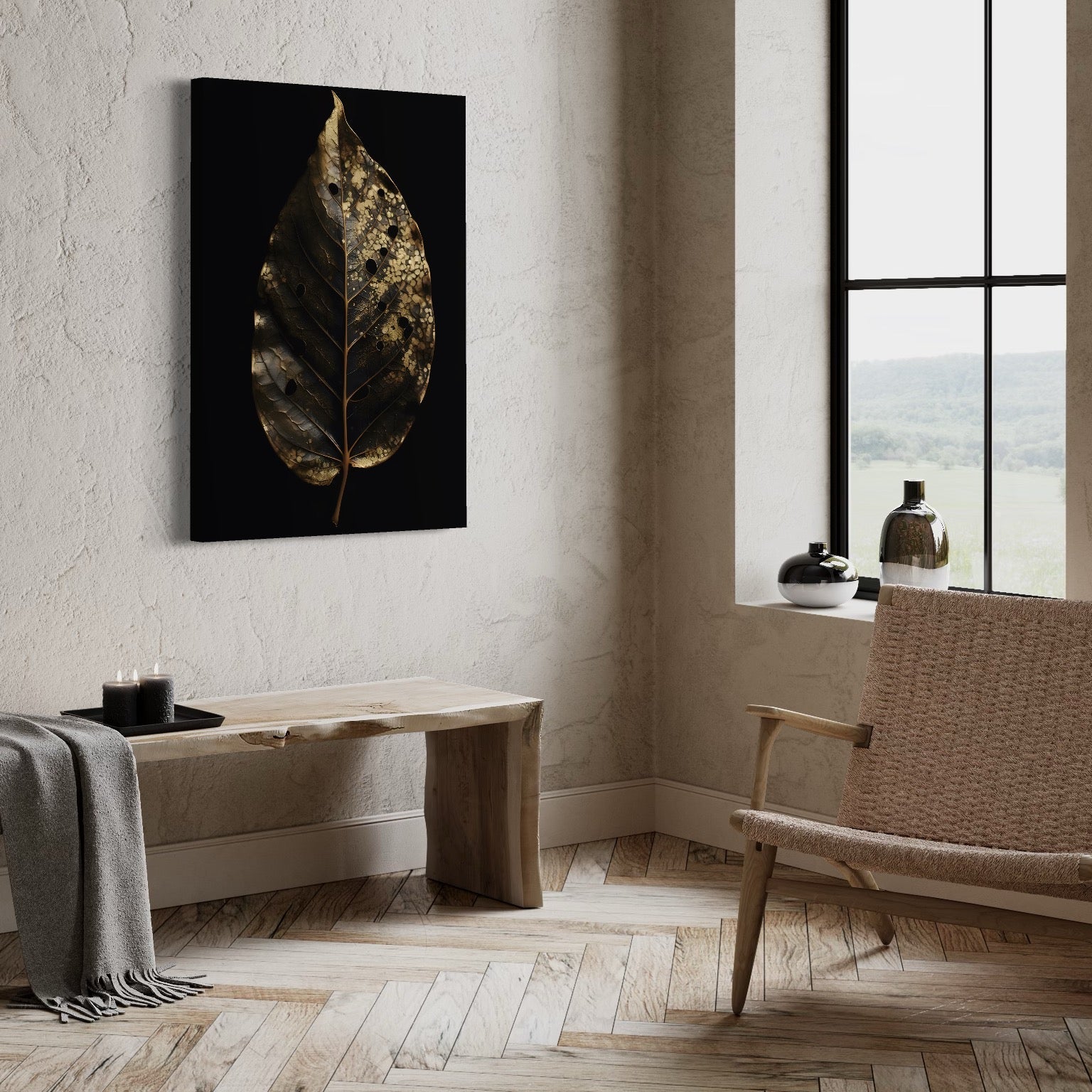 Tablou Canvas Premium LuxCanva® C1145, Old Golden Leaf , Culori, Nature, Time, Age, Living Room, Relaxare, Culori Vibrante