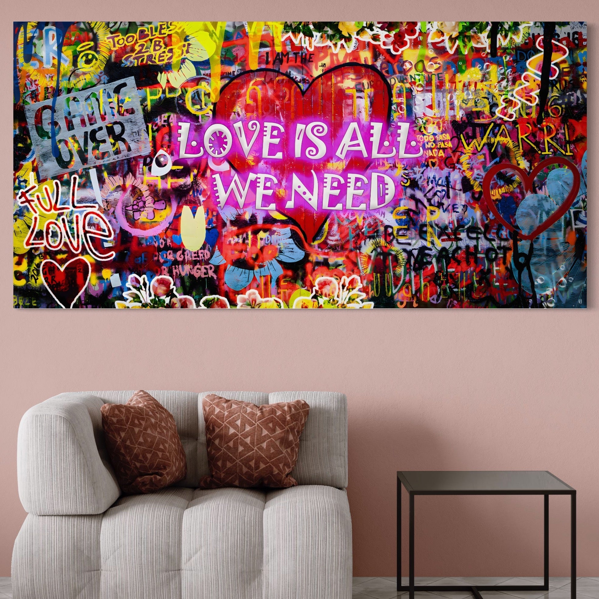 Tablou Canvas Premium LuxCanva® A1157, Love Is All , Iubire, Dragoste, Romantic, Culori Vibrante