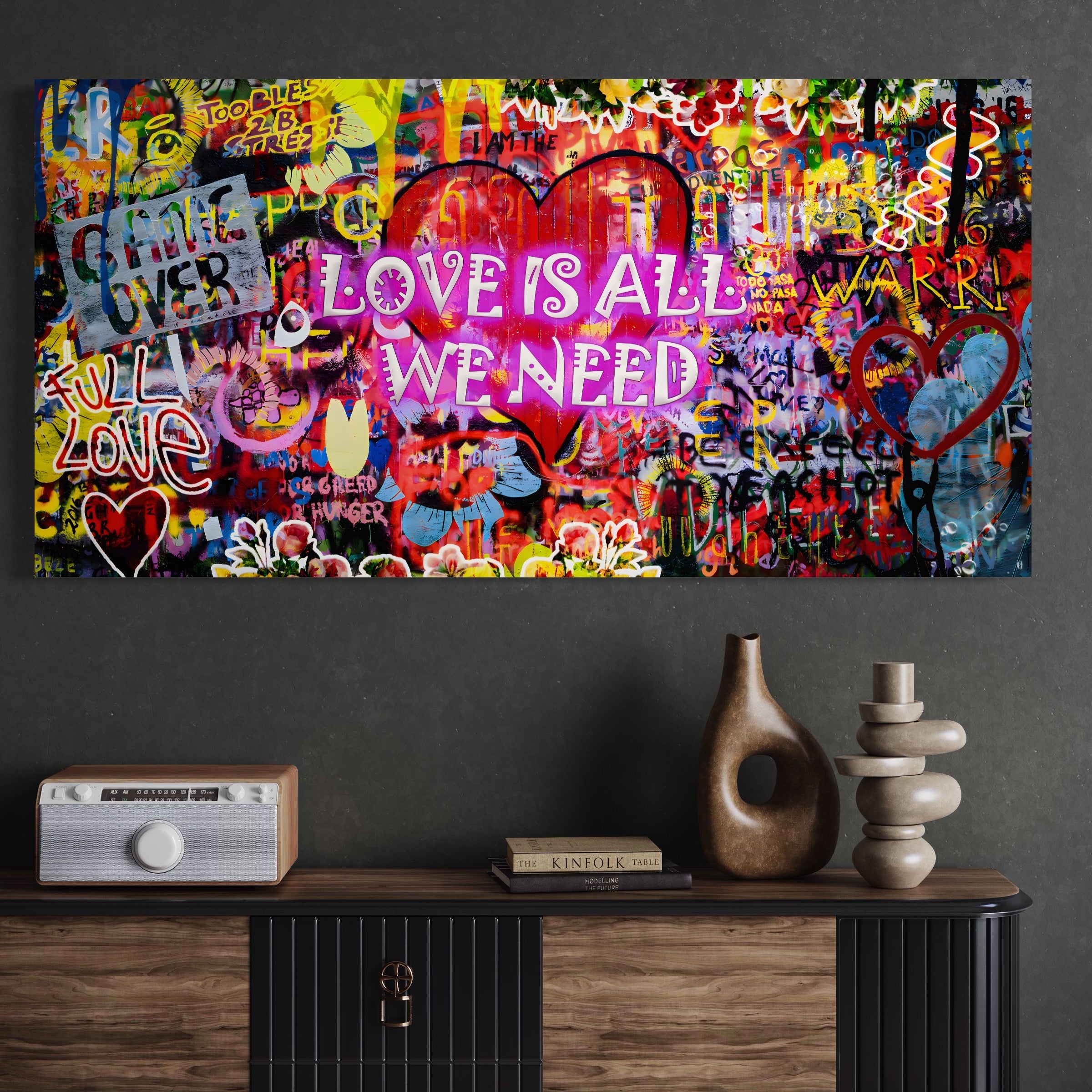 Tablou Canvas Premium LuxCanva® A1157, Love Is All , Iubire, Dragoste, Romantic, Culori Vibrante