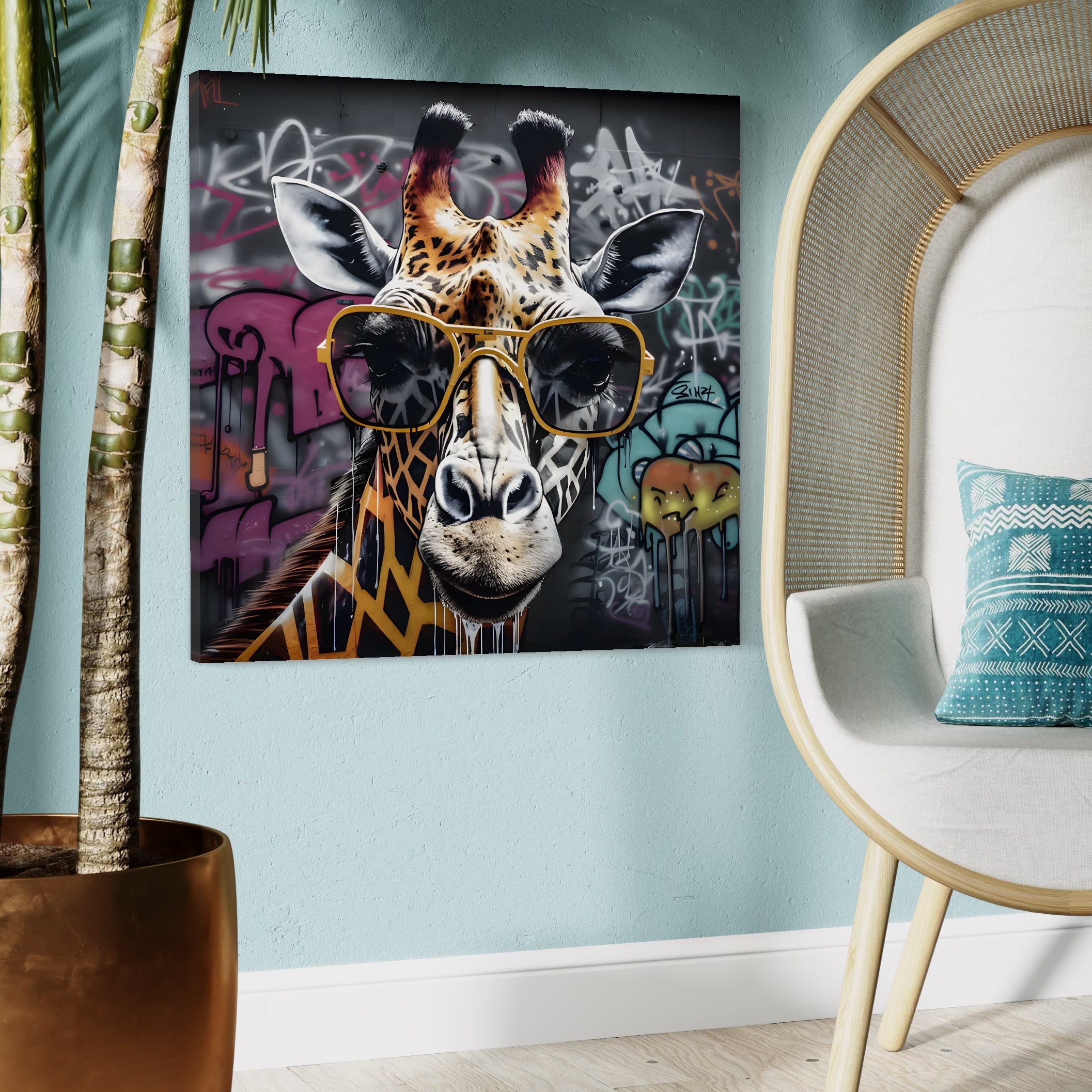 Tablou Canvas Premium LuxCanva® C1149, Safari Fashion , Culori, Plante, Natura, Moda, Animale, Living Room, Relaxare, Culori Vibrante