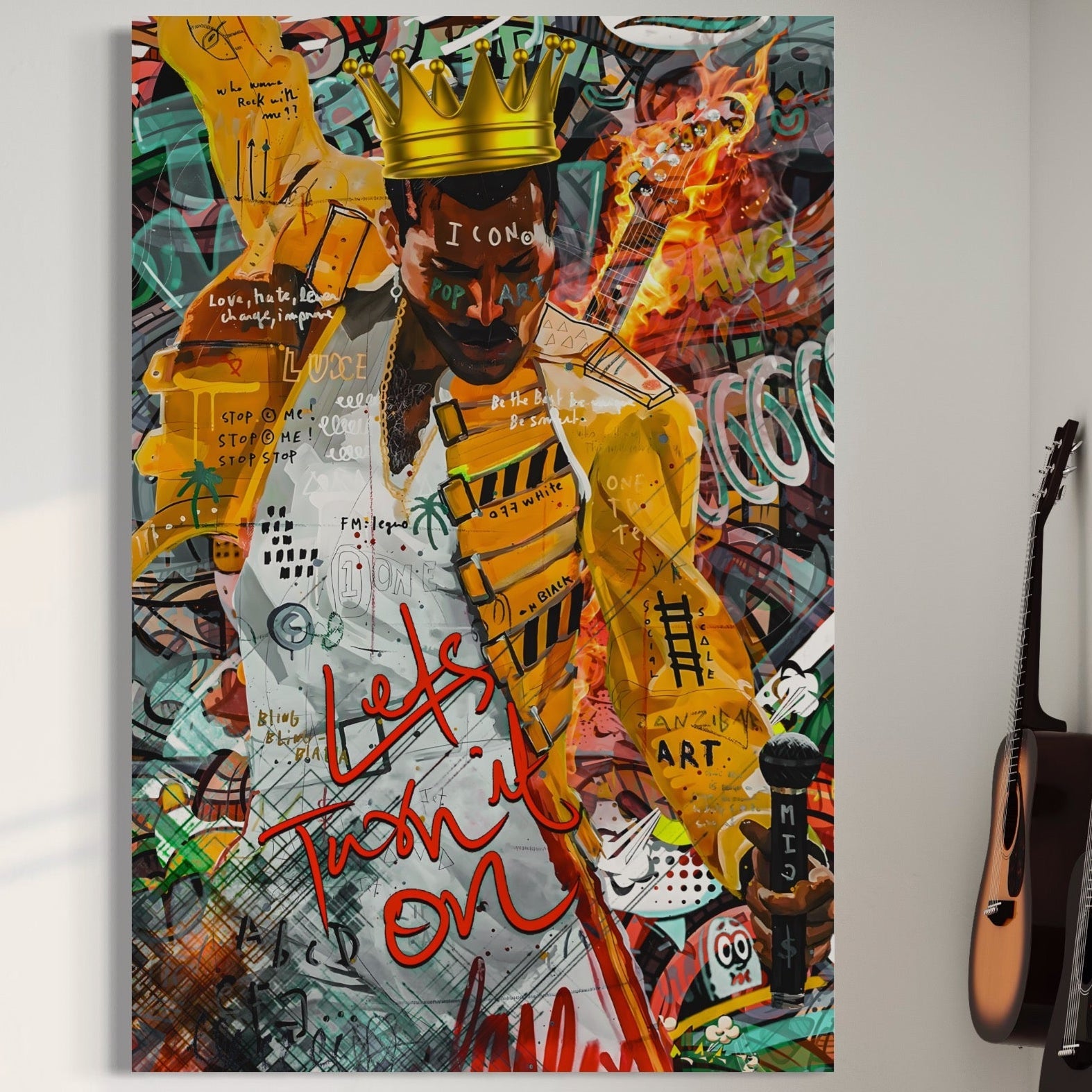 Tablou Canvas Premium LuxCanva® A1156, Freddie Mercury , Rock Queen, Muzician, Cantaret, Artisit, Culori Vibrante