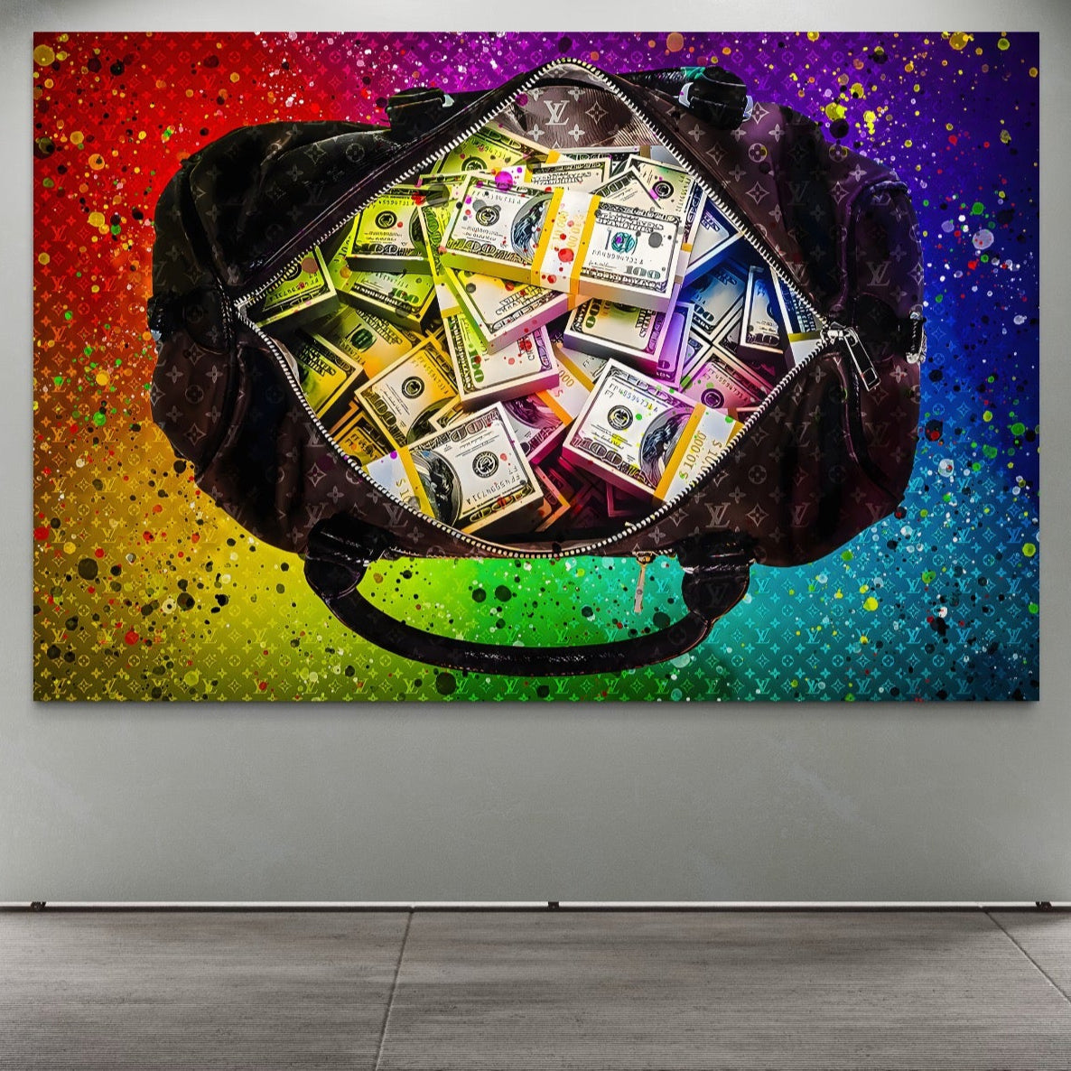 Tablou Canvas Premium LuxCanva® A1151, Dollars Bag , Decorativ, Bani, Geanta, USD, Culori Vibrante