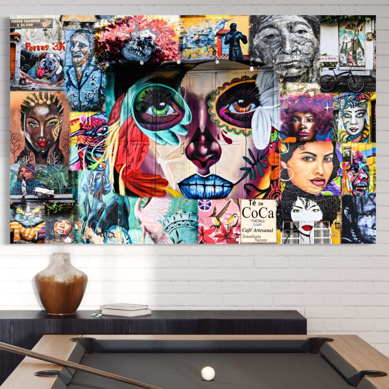 Tablou Canvas Premium LuxCanva® A1150, Medellin Art , Decorativ, Arta Urbana, Graffiti, Oameni, Culori Vibrante