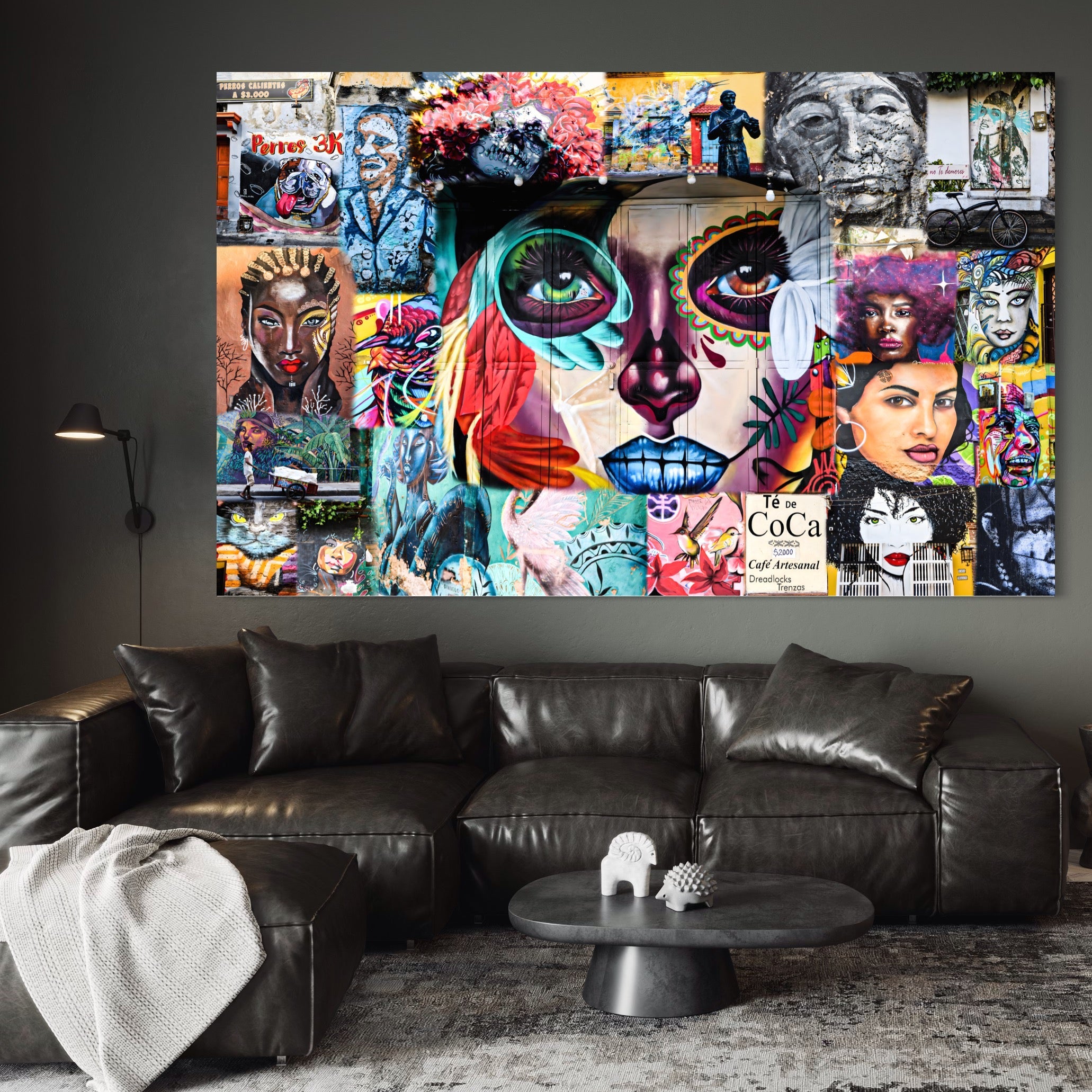 Tablou Canvas Premium LuxCanva® A1150, Medellin Art , Decorativ, Arta Urbana, Graffiti, Oameni, Culori Vibrante