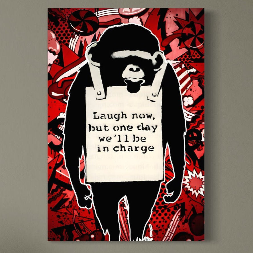 Tablou Canvas Premium LuxCanva® C1152, Message From The Apes , Culori, Animals, Jungle, Monkey, Game Room, Bar, Relaxare, Culori Vibrante