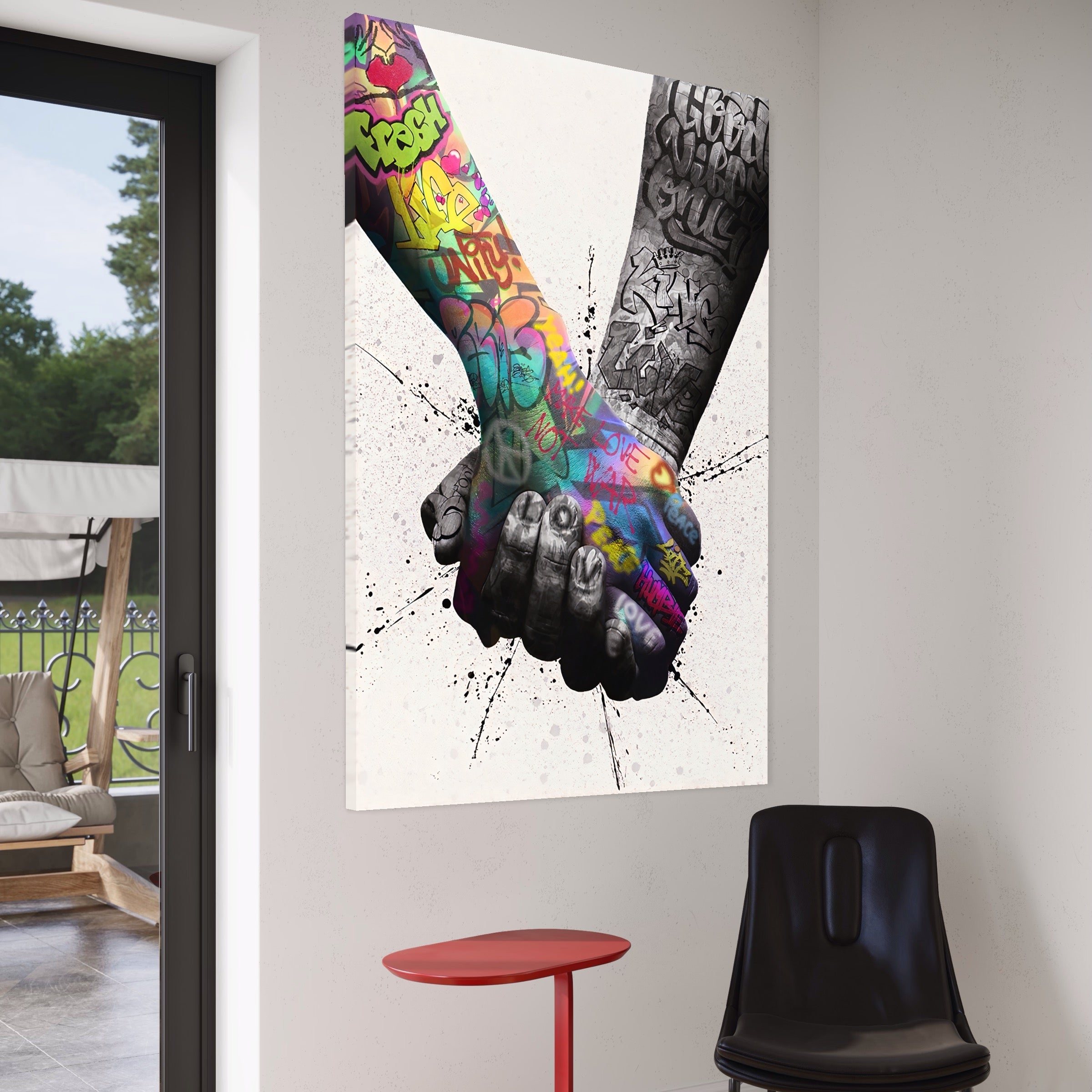 Tablou Canvas Premium LuxCanva® A1149, 2Hands , Decorativ, Love, Street Art, Graffiti, Culori Vibrante