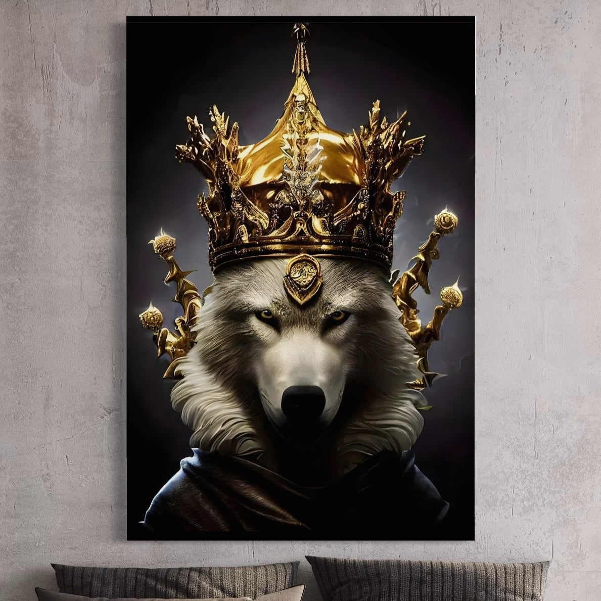 Tablou Canvas Premium LuxCanva® A1144, Wolf King , Lup, Animal, Culori Vibrante