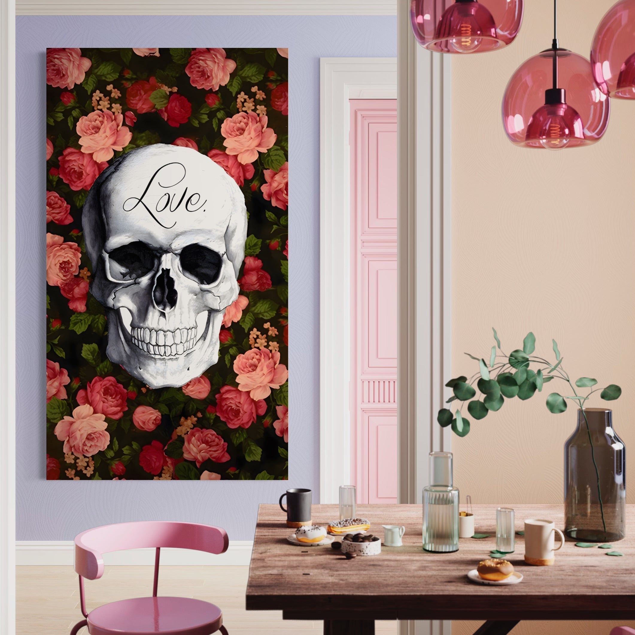 Tablou Canvas Premium LuxCanva® A1142, Love Rose , Iubire, Trandafiri, Roz, Culori Vibrante