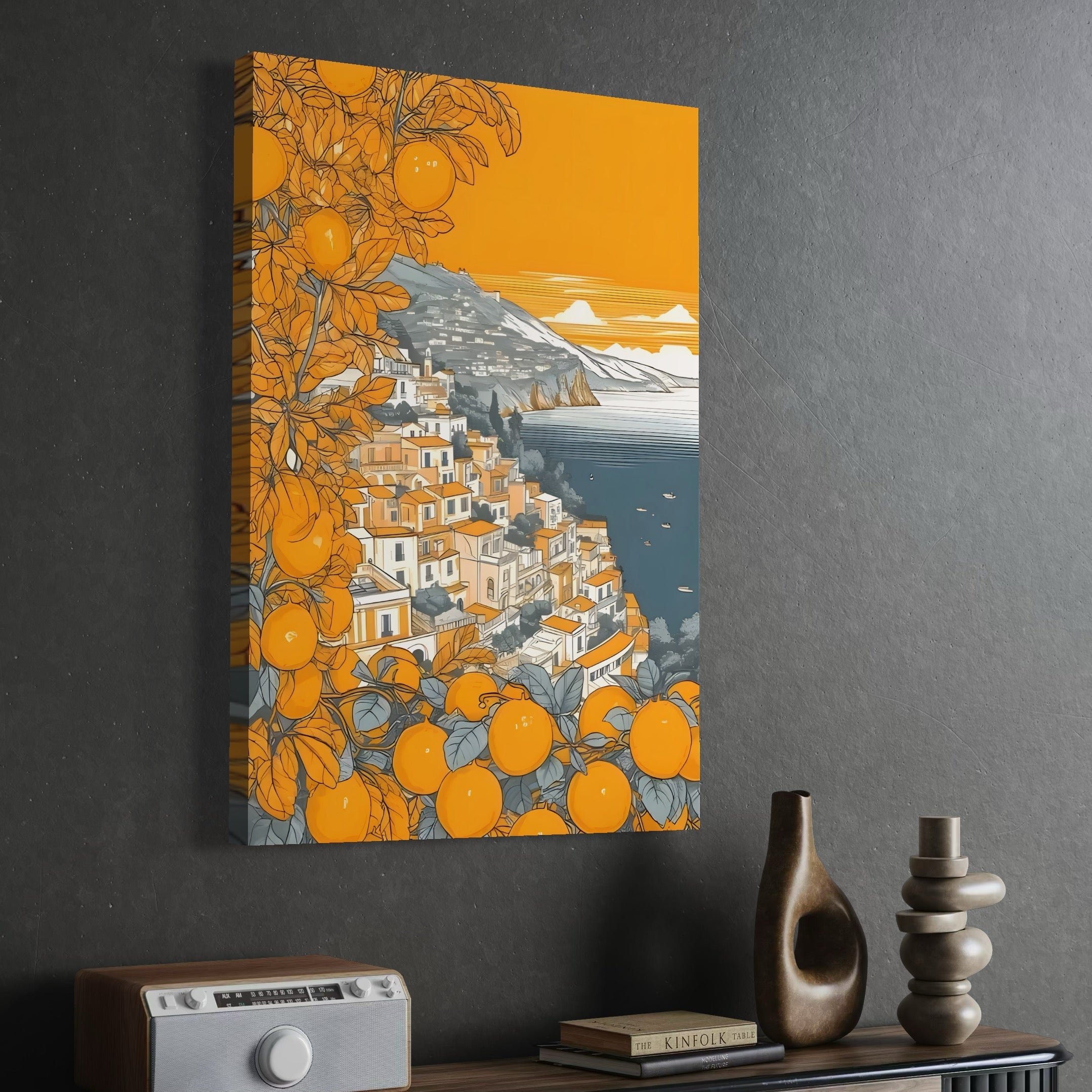 Tablou Canvas Premium LuxCanva® C1160, City By The Sea , Culori, Oras, Mare, Anotimp Living Room, Relaxare, Culori Vibrante