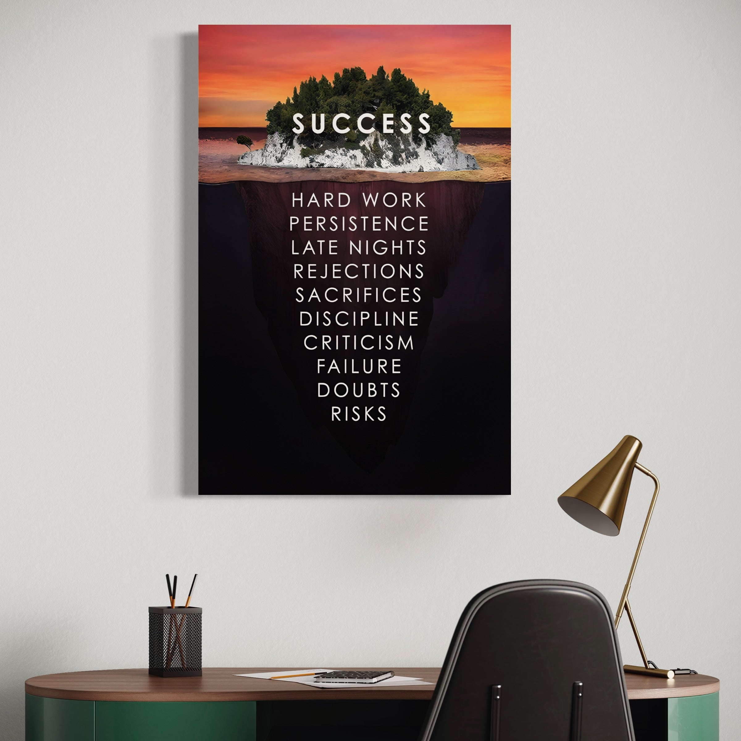 Tablou Canvas Premium LuxCanva® A1140, Insula Succesului , Disciplina, Sacrificii, Munca, Culori Vibrante