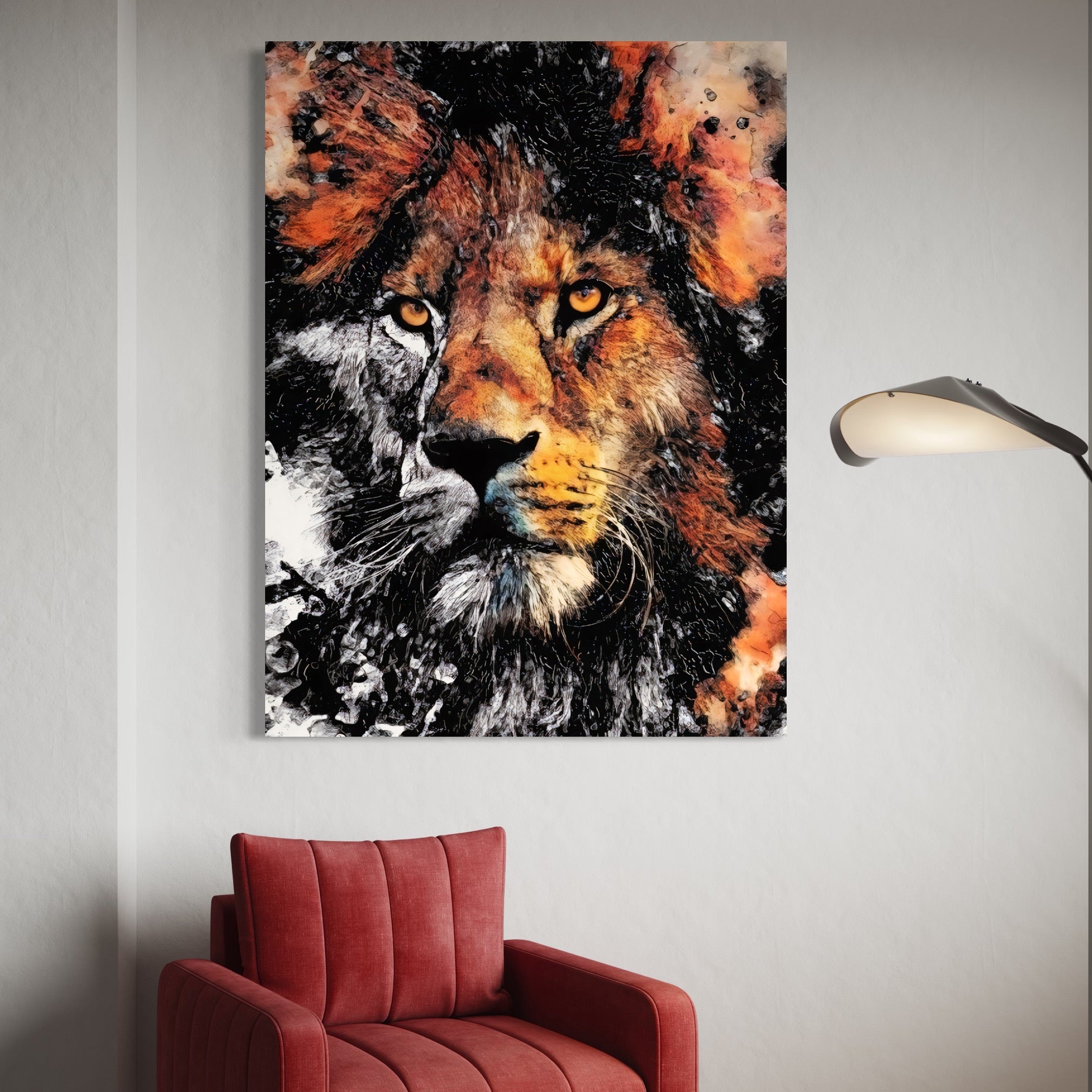 Tablou Canvas Premium LuxCanva® A1135, Leu , Regele Junglei, Animal Salbatic, Motivational, Culori Vibrante