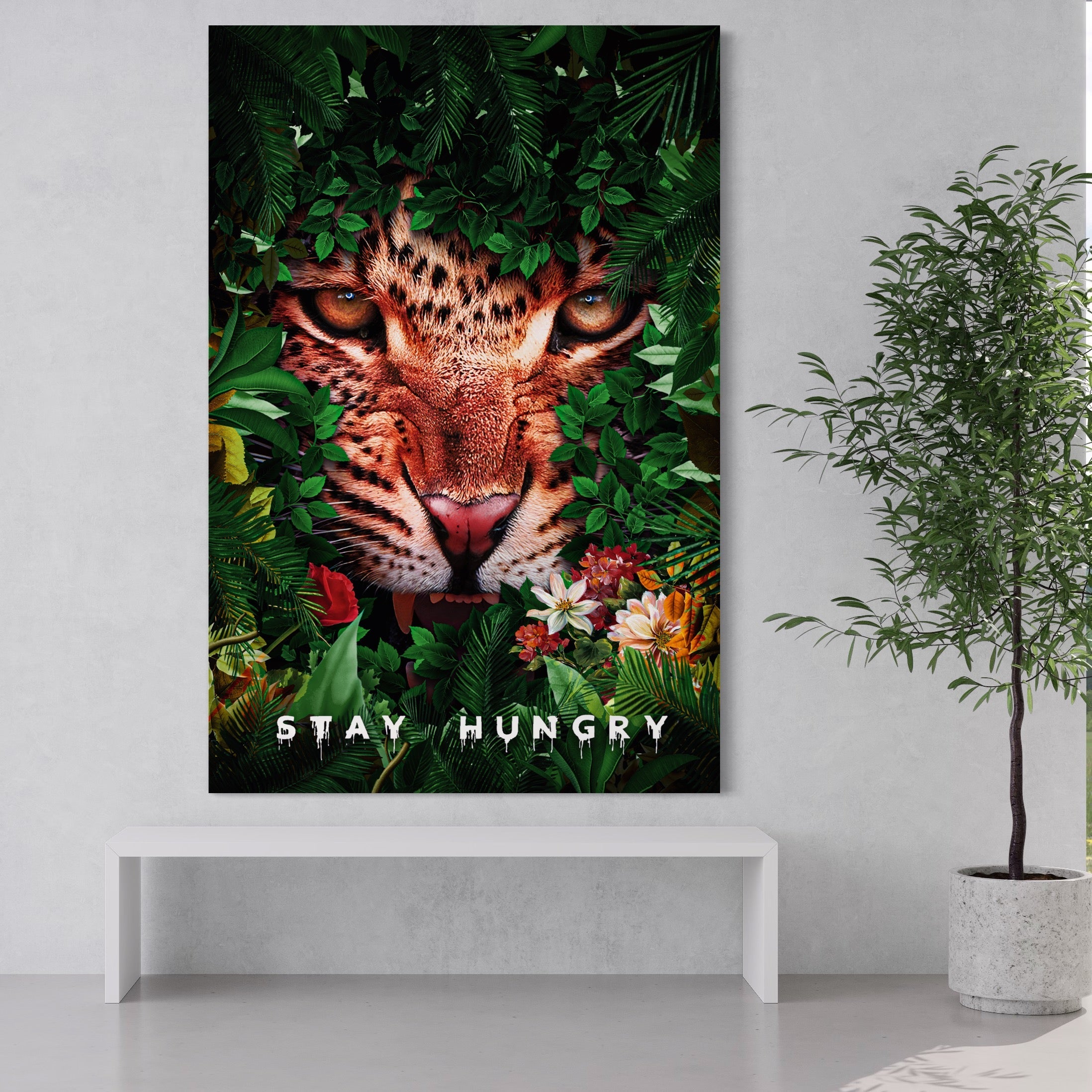 Tablou Canvas Premium LuxCanva® A1131, Hungry Tiger ,  Tigru, Jungla, Motivational, Culori Vibrante