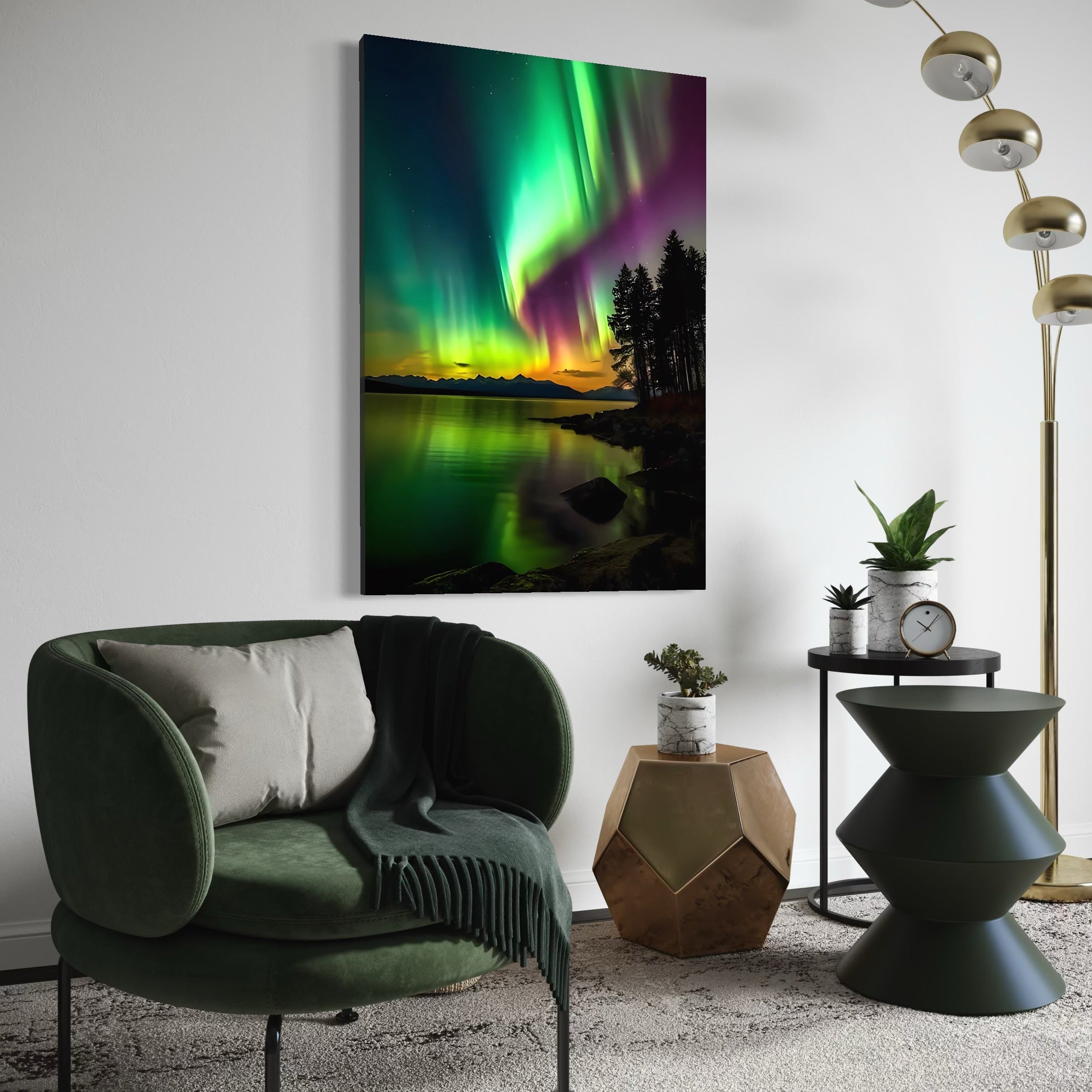 Tablou Canvas Premium LuxCanva® C1168, Aurora Boreala , Culori, Natura, Polul Nord, Bar, Relaxare, Culori Vibrante