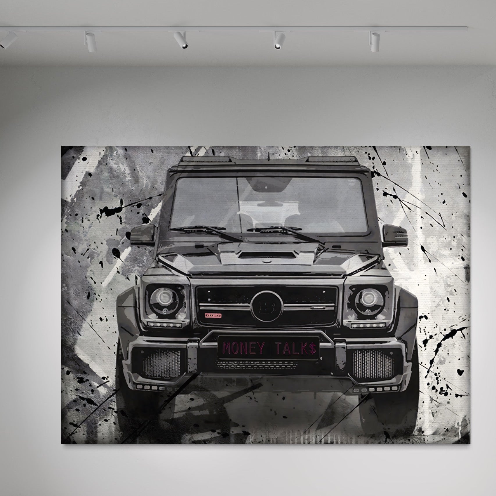 Tablou Canvas Premium LuxCanva® A1125, Money Talk , Mercedes, Succes, Alb, Negru