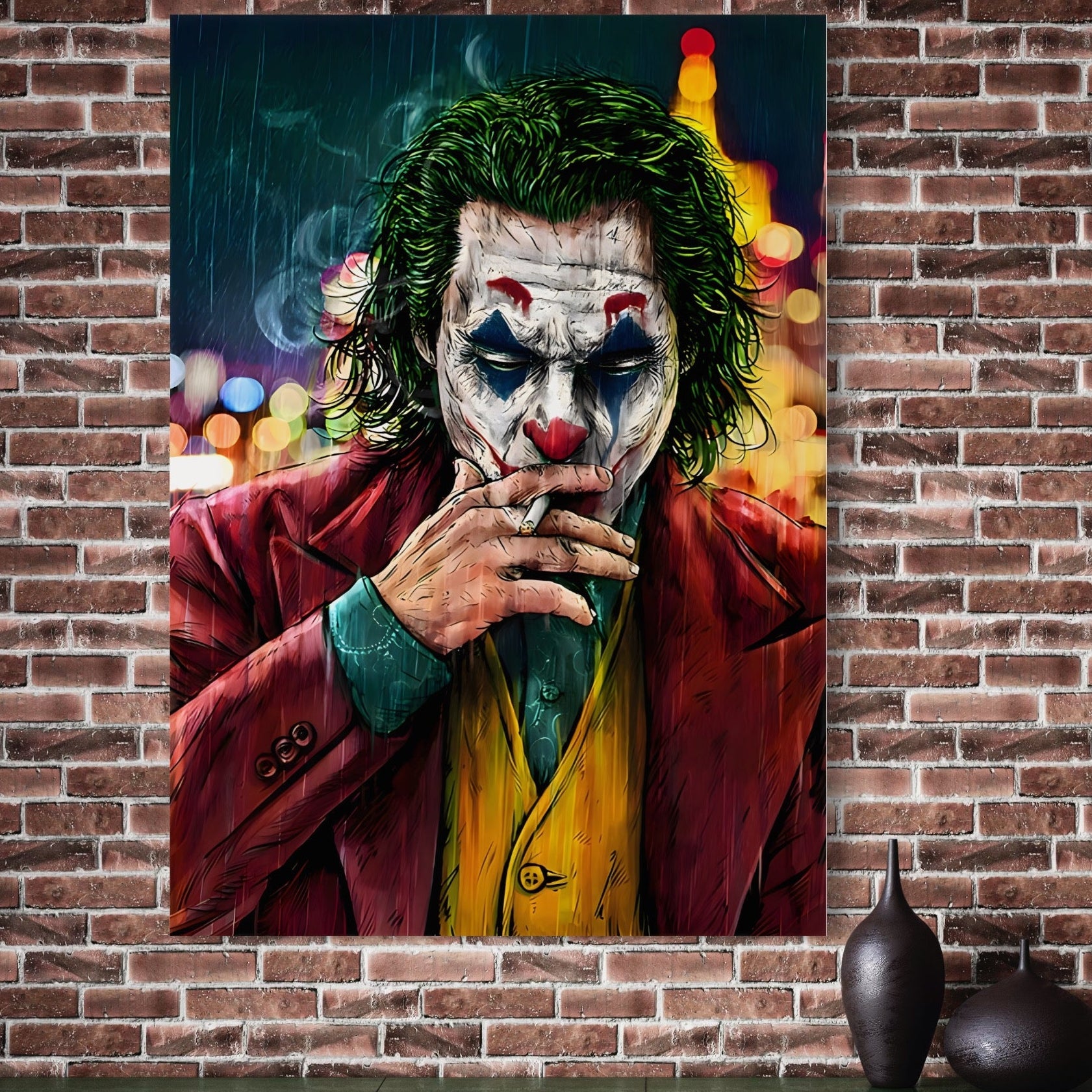 Tablou Canvas Premium LuxCanva® A1123, Joker , Film, Thriller, Ploaie, Culori Vibrante