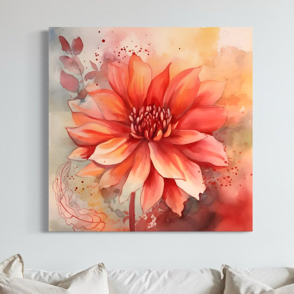 Tablou Canvas Premium LuxCanva® C1772, Dhalia Flower , Arta, Floare, Peisaj, Cer, Living Room, Dining Room Culori Vibrante