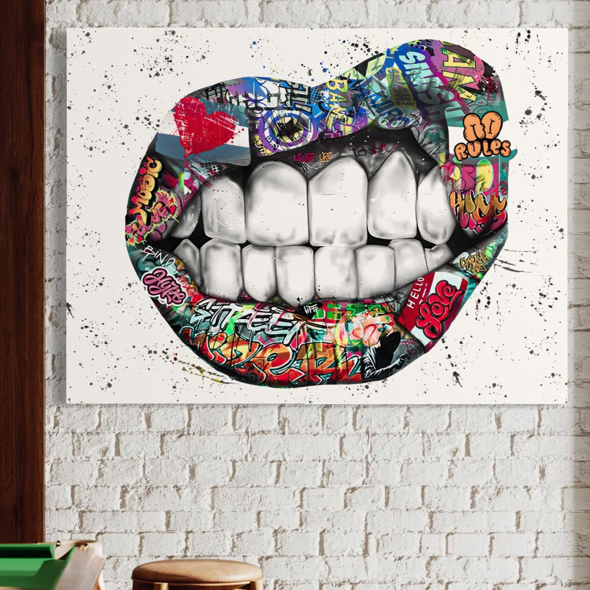 Tablou Canvas Premium LuxCanva® A1120, Lips Graffiti , Street Art, Buze, Colorat, Abstract, Culori Vibrante