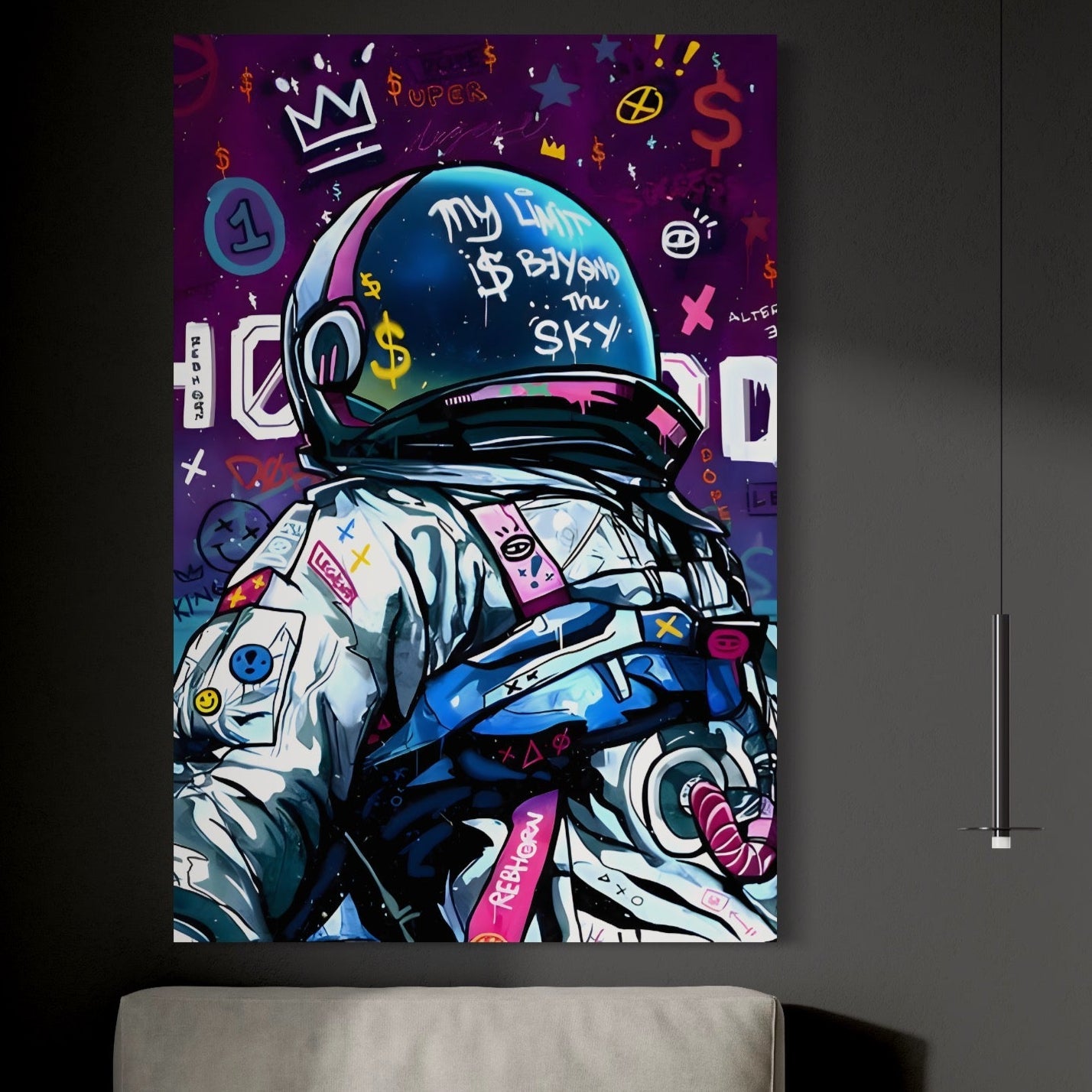 Tablou Canvas Premium LuxCanva® A1119, Astronaut , Cosmonaut, Spatiu, Motivational, Culori Vibrante