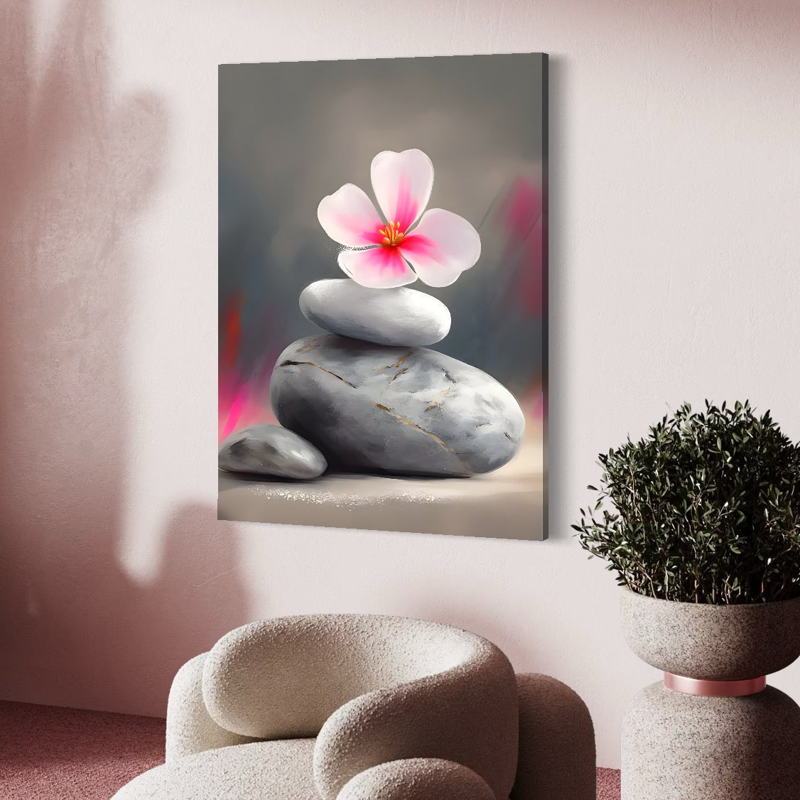 Tablou canvas cu tablou canvas cu floare si pietre