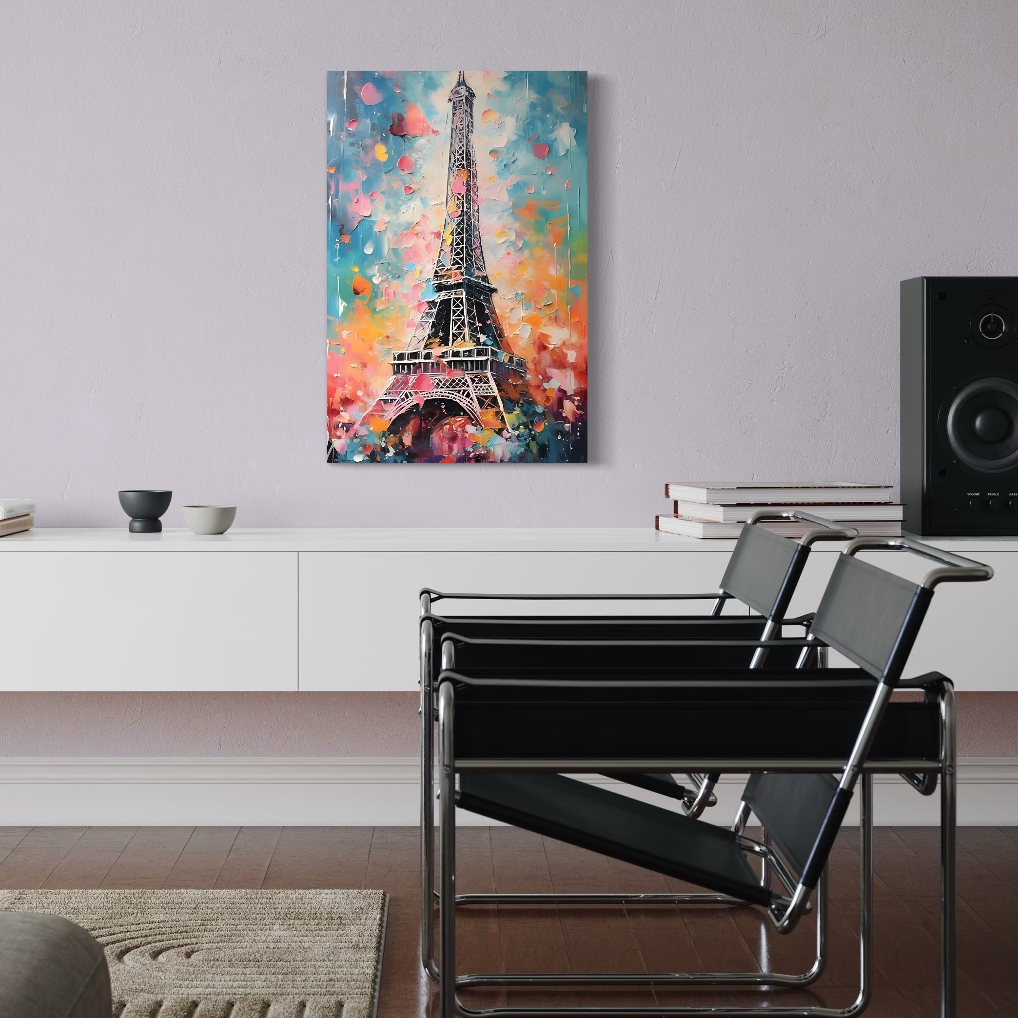 Tablou Canvas Premium LuxCanva® C1775, Colours On Eifel Tower , France, Paris, Living Room, Bar, Culori Vibrante