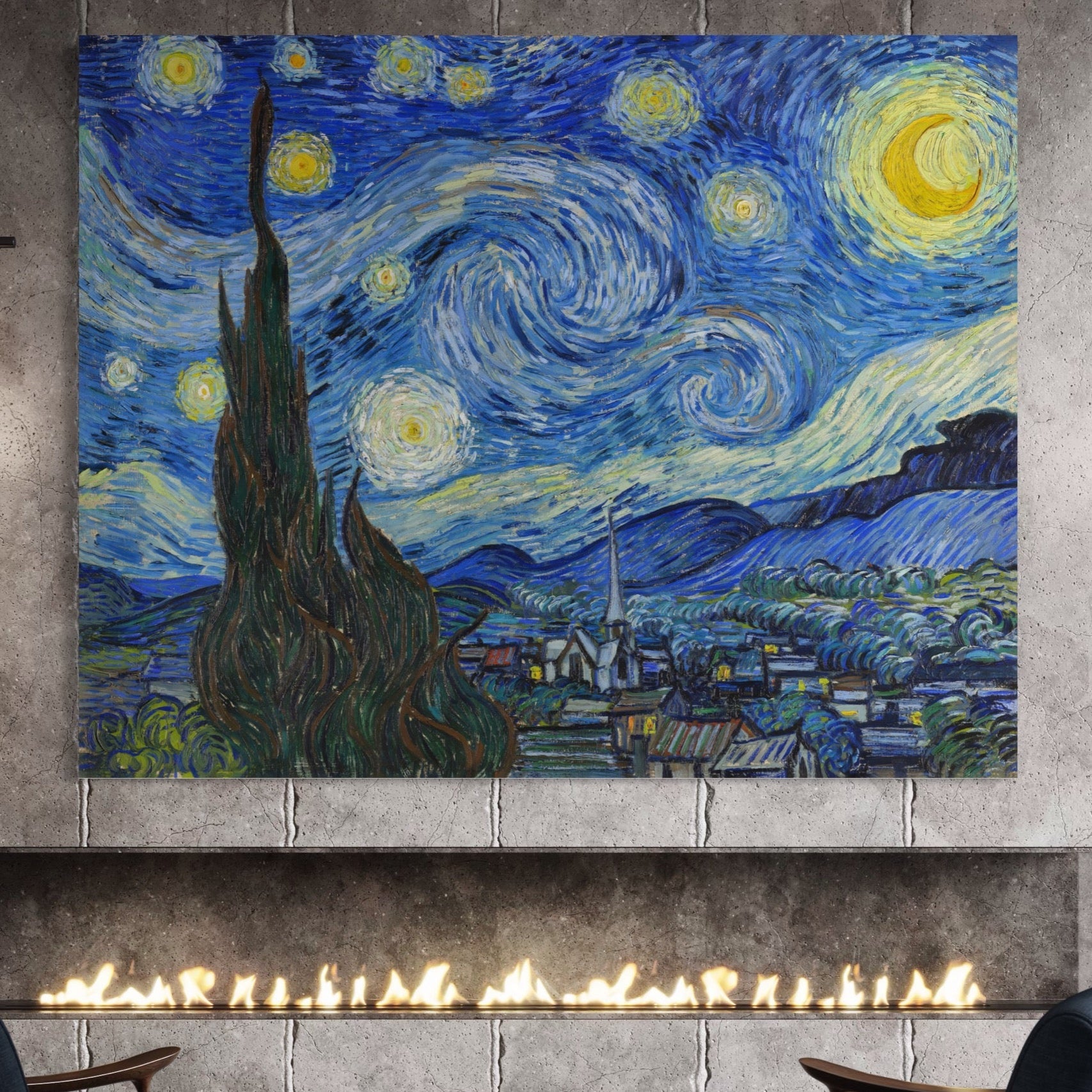 Tablou Canvas Premium LuxCanva® A1116, Noapte Instelata , Vincent van Gogh, Arta, Pictura, Culori Vibrante