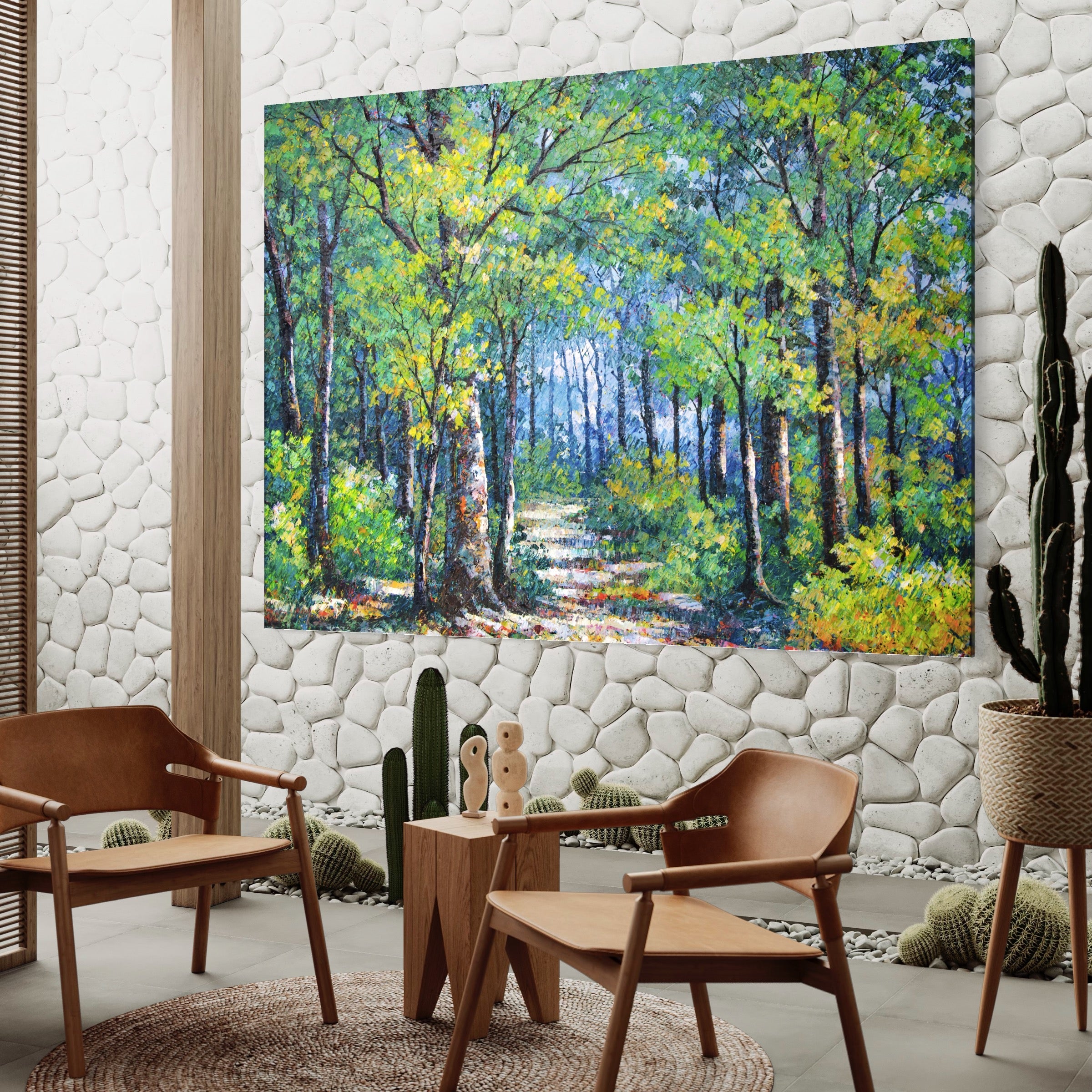 Tablou Canvas Premium LuxCanva® A1115, Linistea Padurii , Peisaj, Verde, Natura, Culori Vibrante