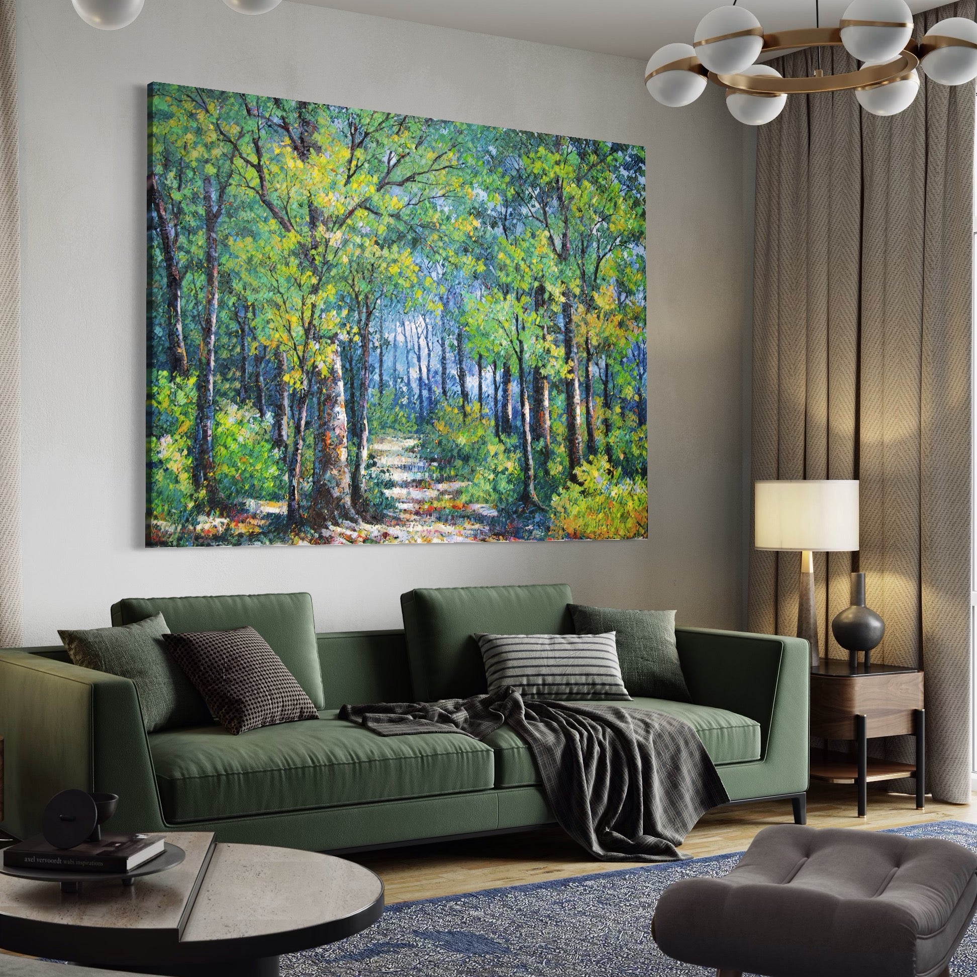 Tablou Canvas Premium LuxCanva® A1115, Linistea Padurii , Peisaj, Verde, Natura, Culori Vibrante