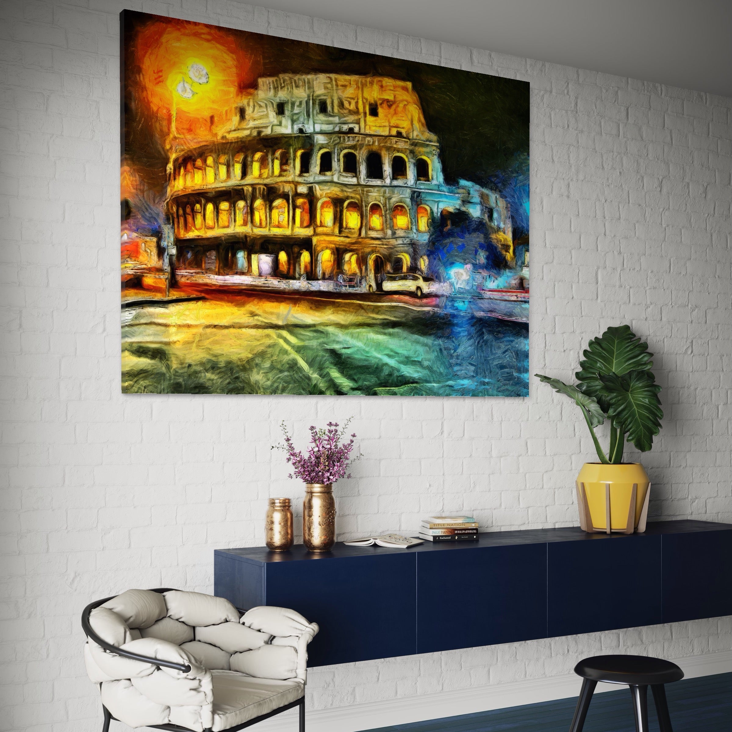 Tablou Canvas Premium LuxCanva® A1113, Colosseum , Roma, Monument Istoric, Amfiteatru, Culori Vibrante