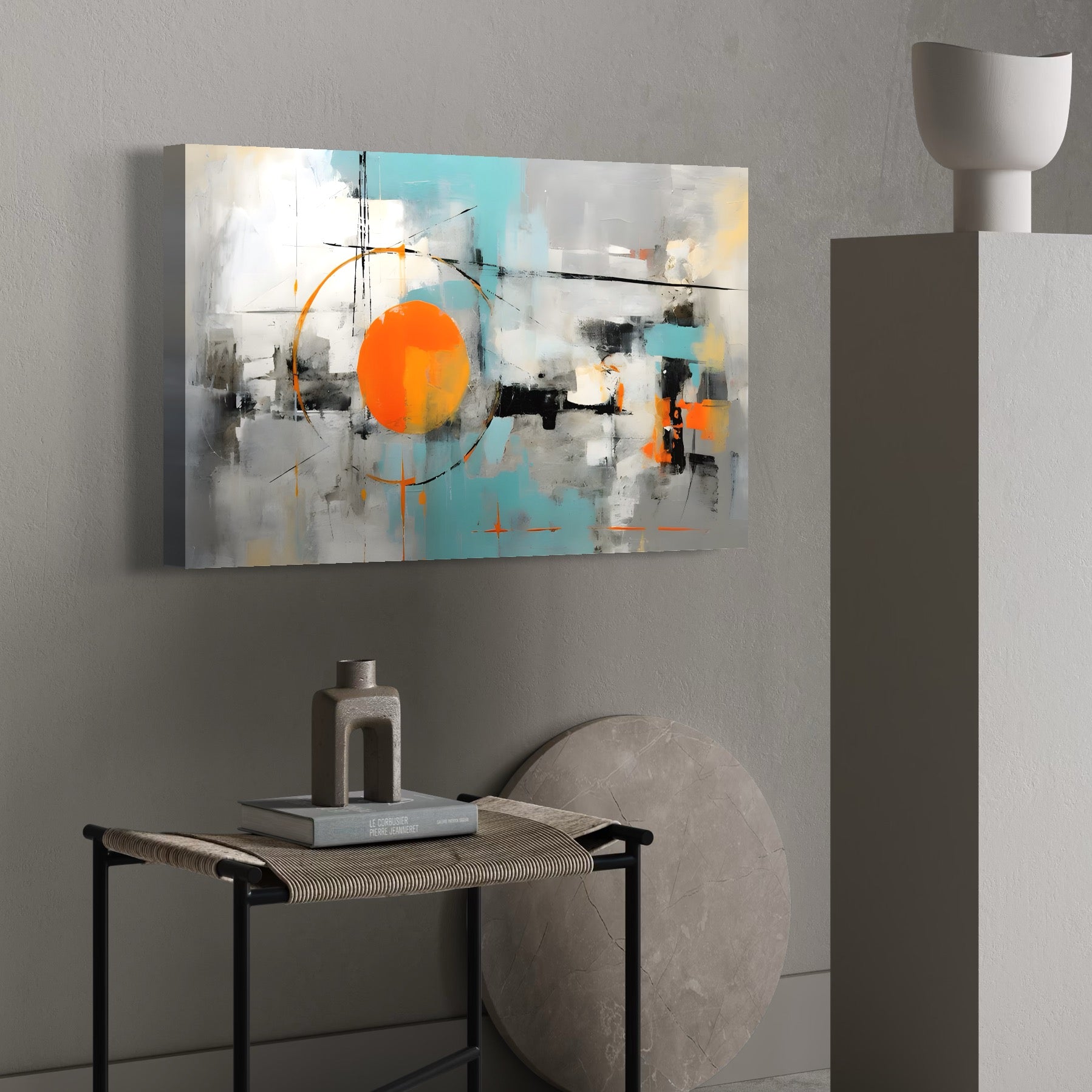 Tablou Canvas Premium LuxCanva® C1223, Abstract Geometric Lanscape Paint , Relaxare, Living Room, Culori Vibrante