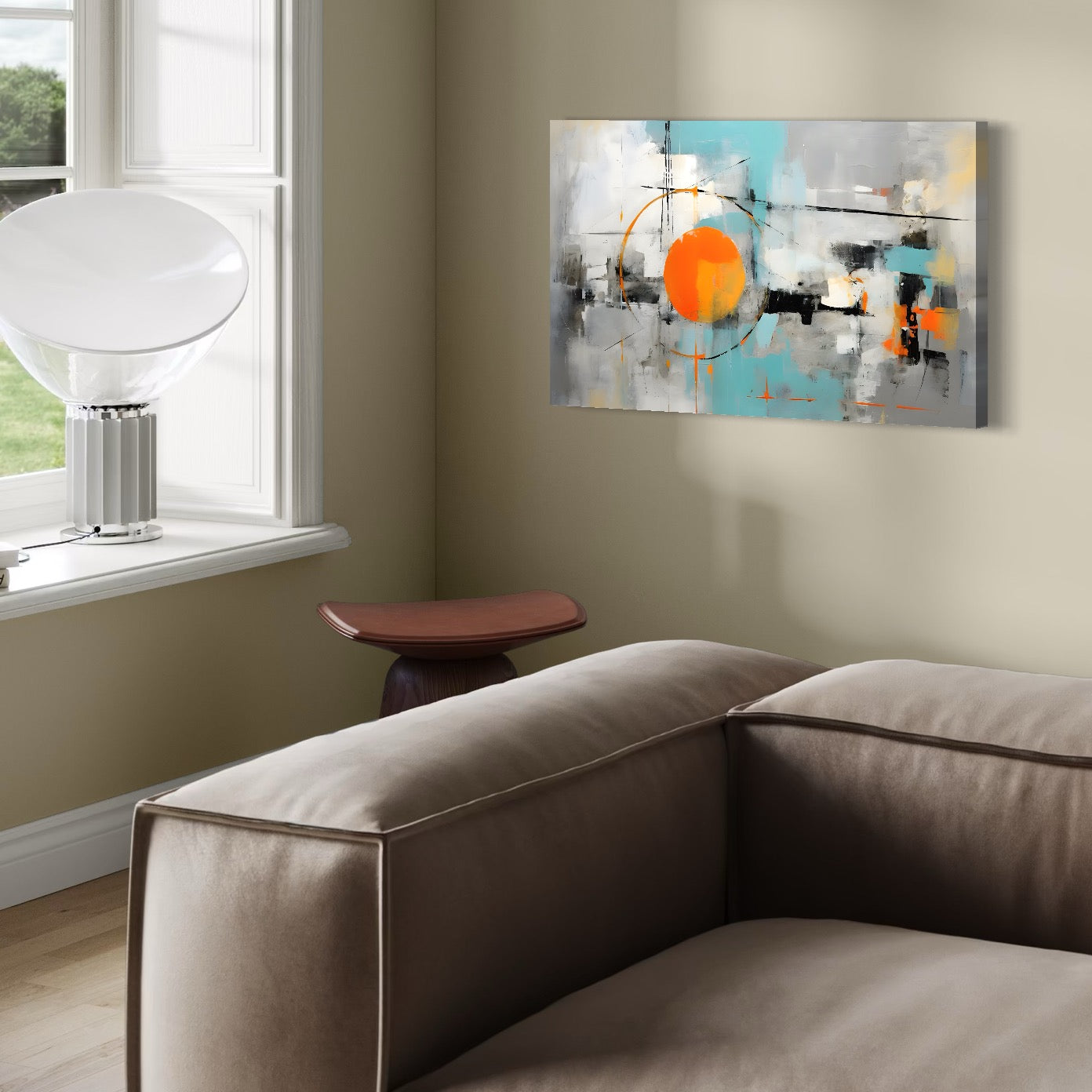 Tablou Canvas Premium LuxCanva® C1223, Abstract Geometric Lanscape Paint , Relaxare, Living Room, Culori Vibrante