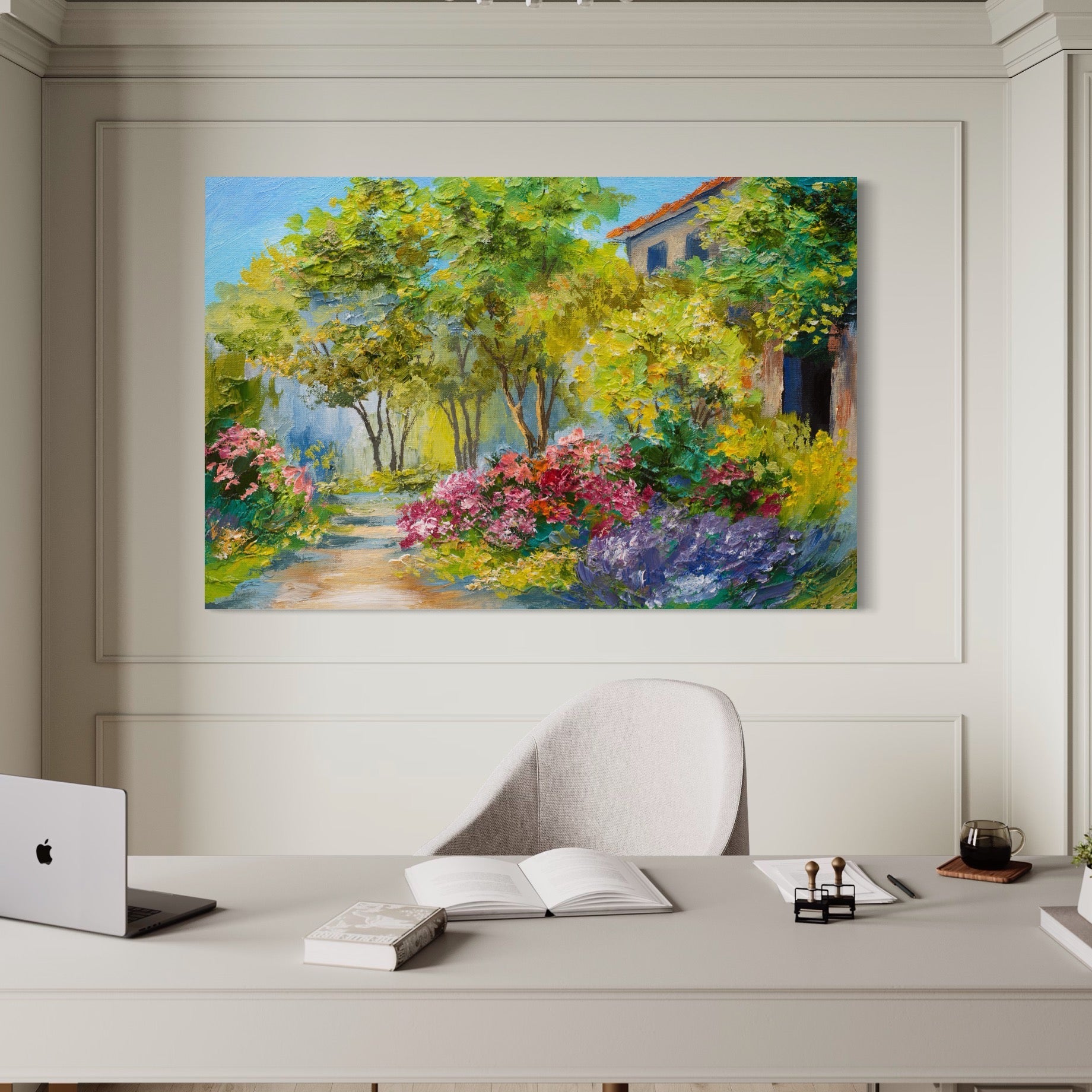 Tablou Canvas Premium LuxCanva® A1108, Vara In Padure , Peisaj, Natura, Flori, Copaci, Culori Vibrante