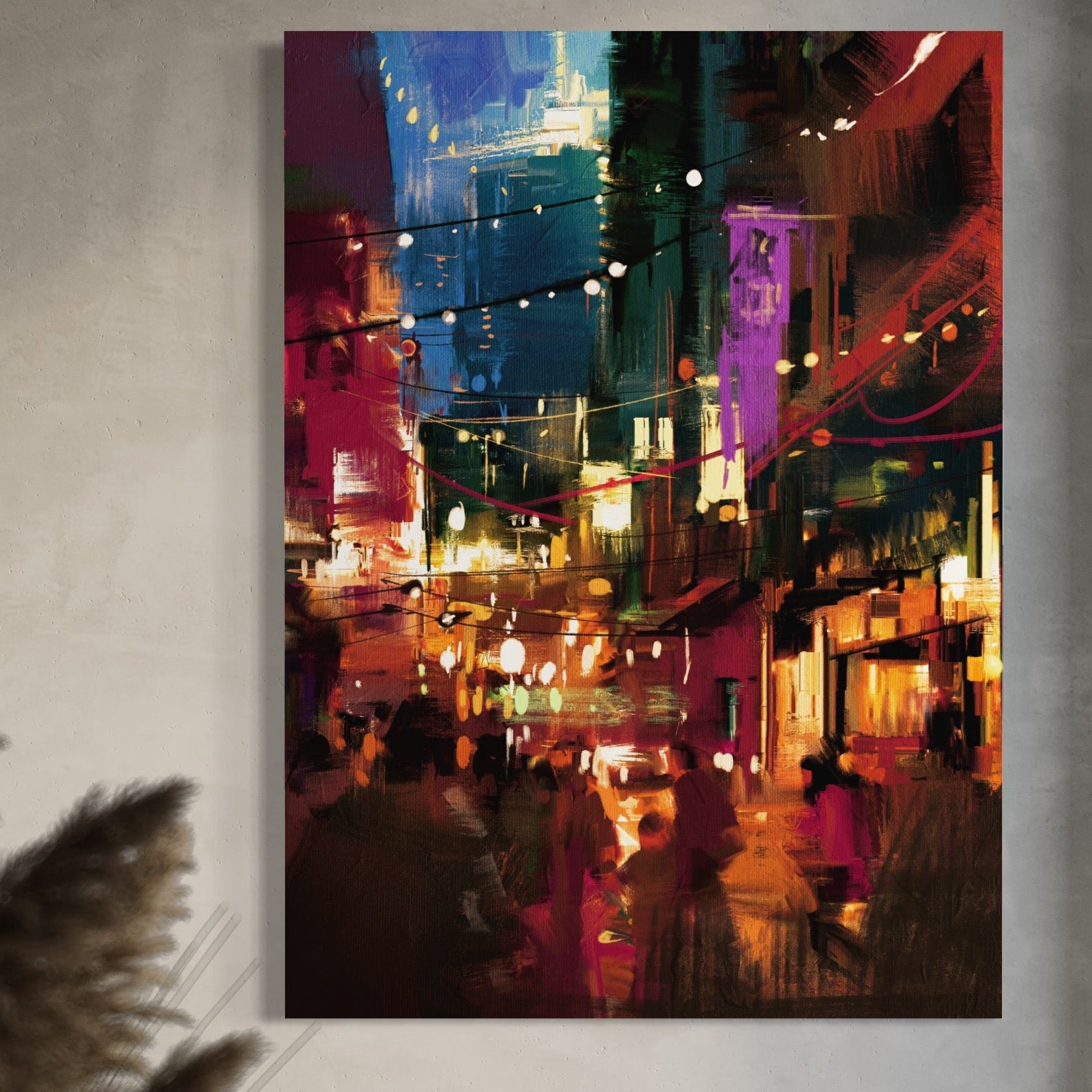 Tablou Canvas Premium LuxCanva® A1107, Lumini , Colorat, Becuri, Felinare, Culori Vibrante