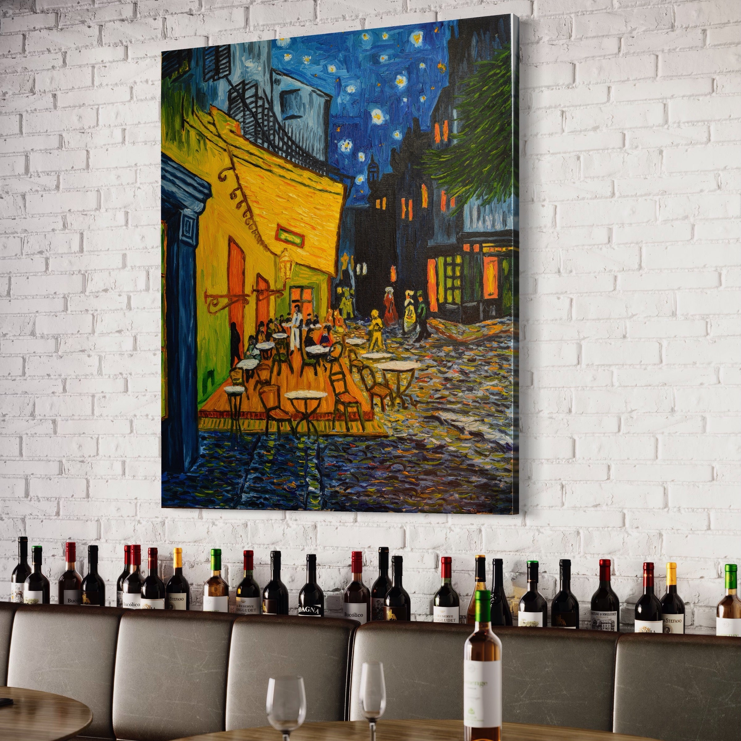 Tablou Canvas Premium LuxCanva® A1103, Arta Cinei , Cafenea, Plimbare De Seara, Cina In Oras, Culori Vibrante