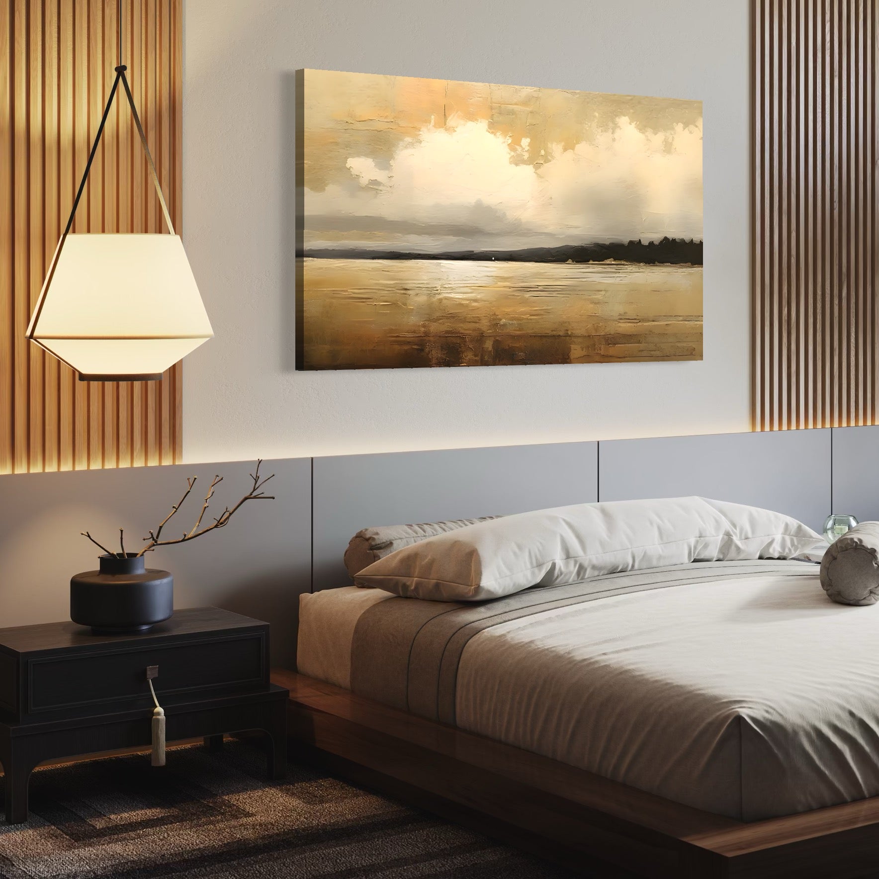 Tablou Canvas Premium LuxCanva® C1230, Sunset On The Lake , Relaxare, Living Room, Culori Vibrante