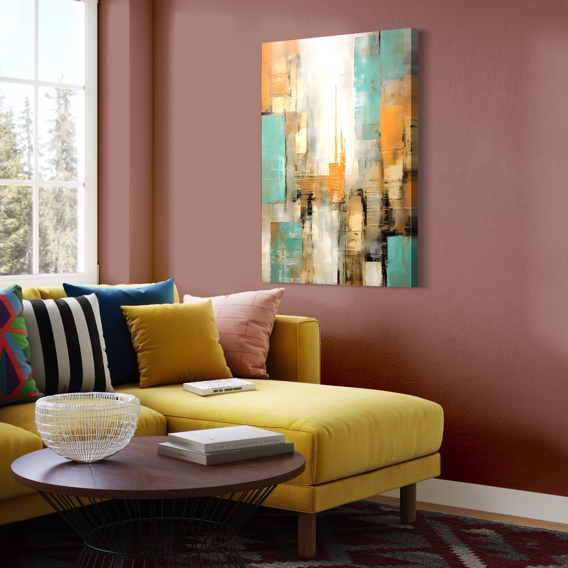 Tablou Canvas Premium LuxCanva® C1232, Abstract Colors Lanscape , Relaxare, Living Room, Culori Vibrante